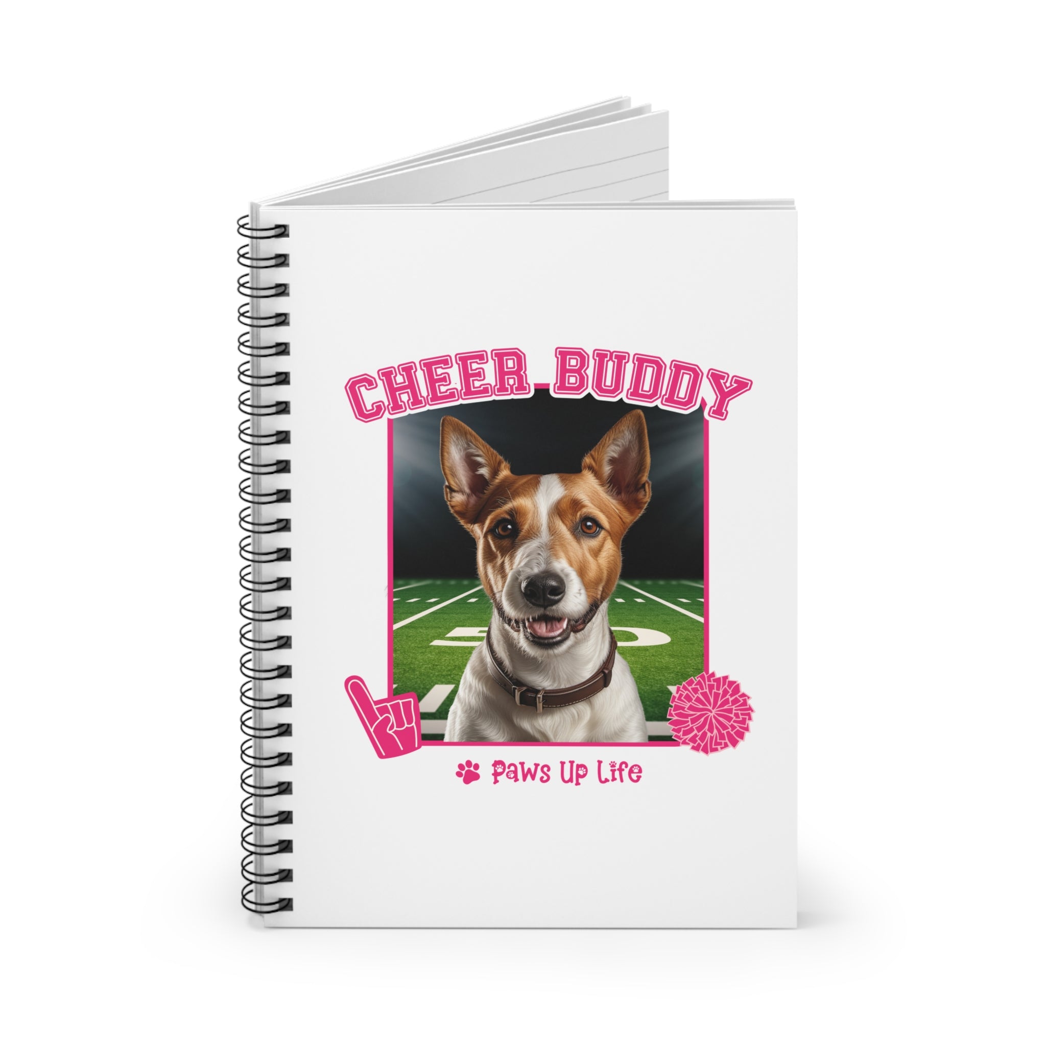 Fox Terrier Football Cheer Buddy Cheerleading Dog Spiral Notebook for Office and Home - Ruled Line | Paws Up Life, LLC