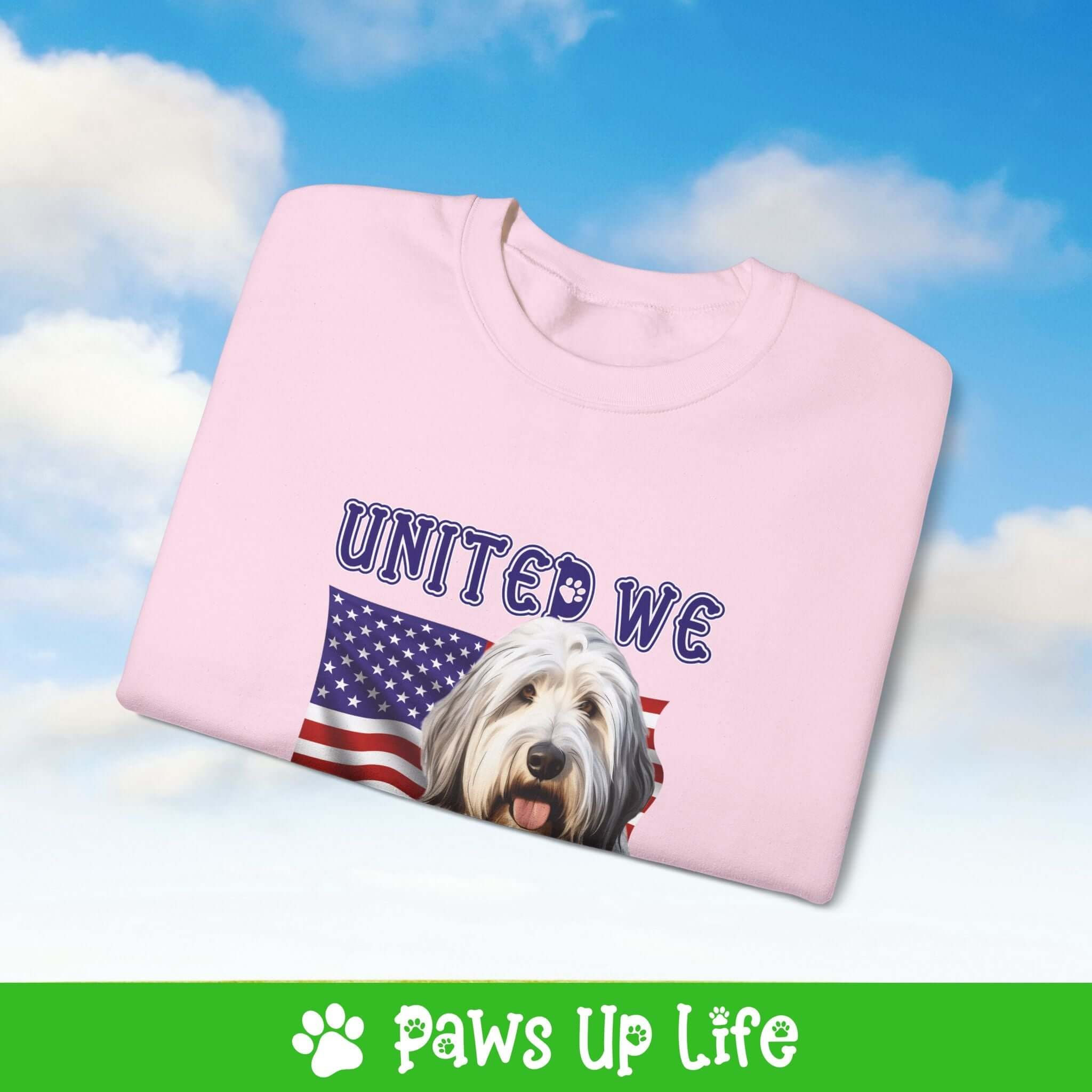 Old English Sheepdog Dog United We Love Dog Crewneck Sweatshirt, Unisex Gift for Animal Lovers, Dog Mom Dad Sweatshirt, Cute Dog Lover Apparel, Fun Pet | Paws Up Life, LLC