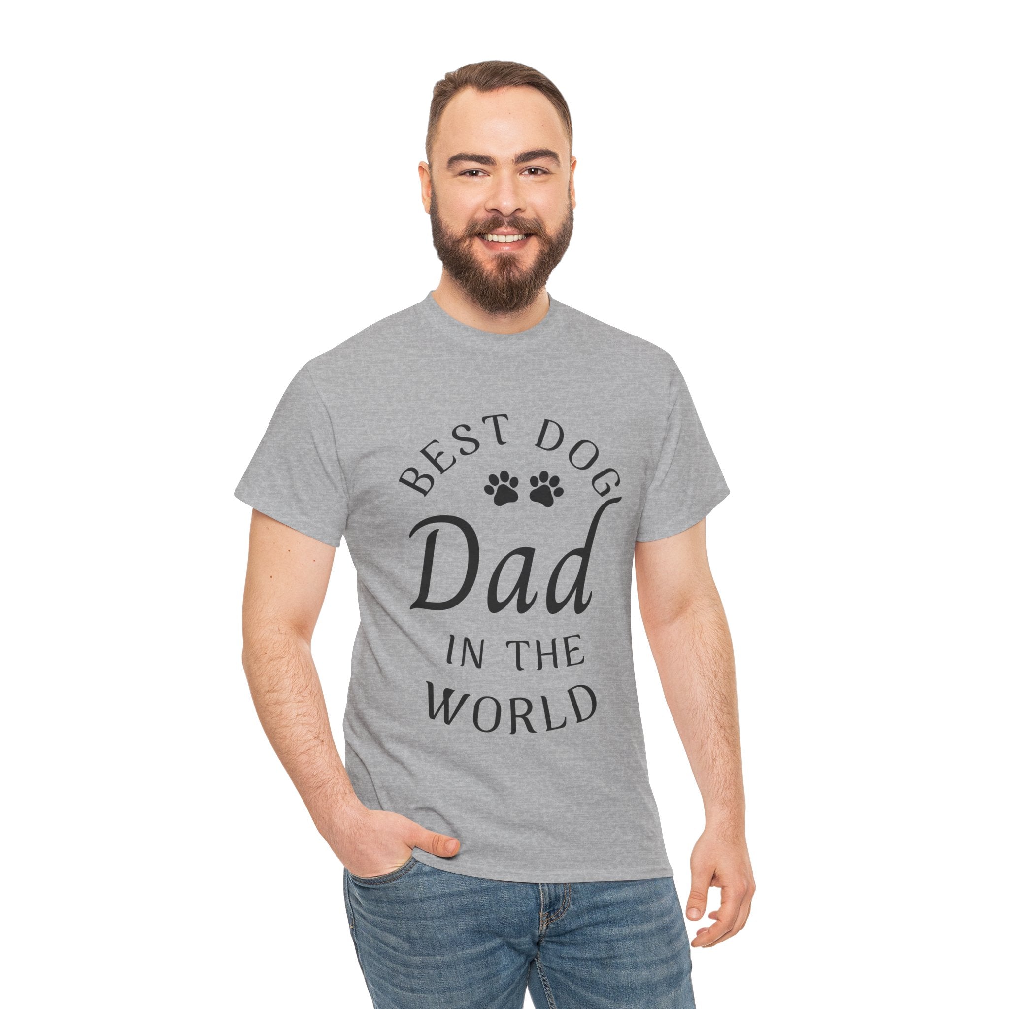 Best Dog Dad In The World Gildan 5000 T-Shirt - Perfect Gift for Dog Lovers | Comfortable Cotton Tee for Proud Pet Owners Unisex Heavy Cotton Tee | Paws Up Life, LLC