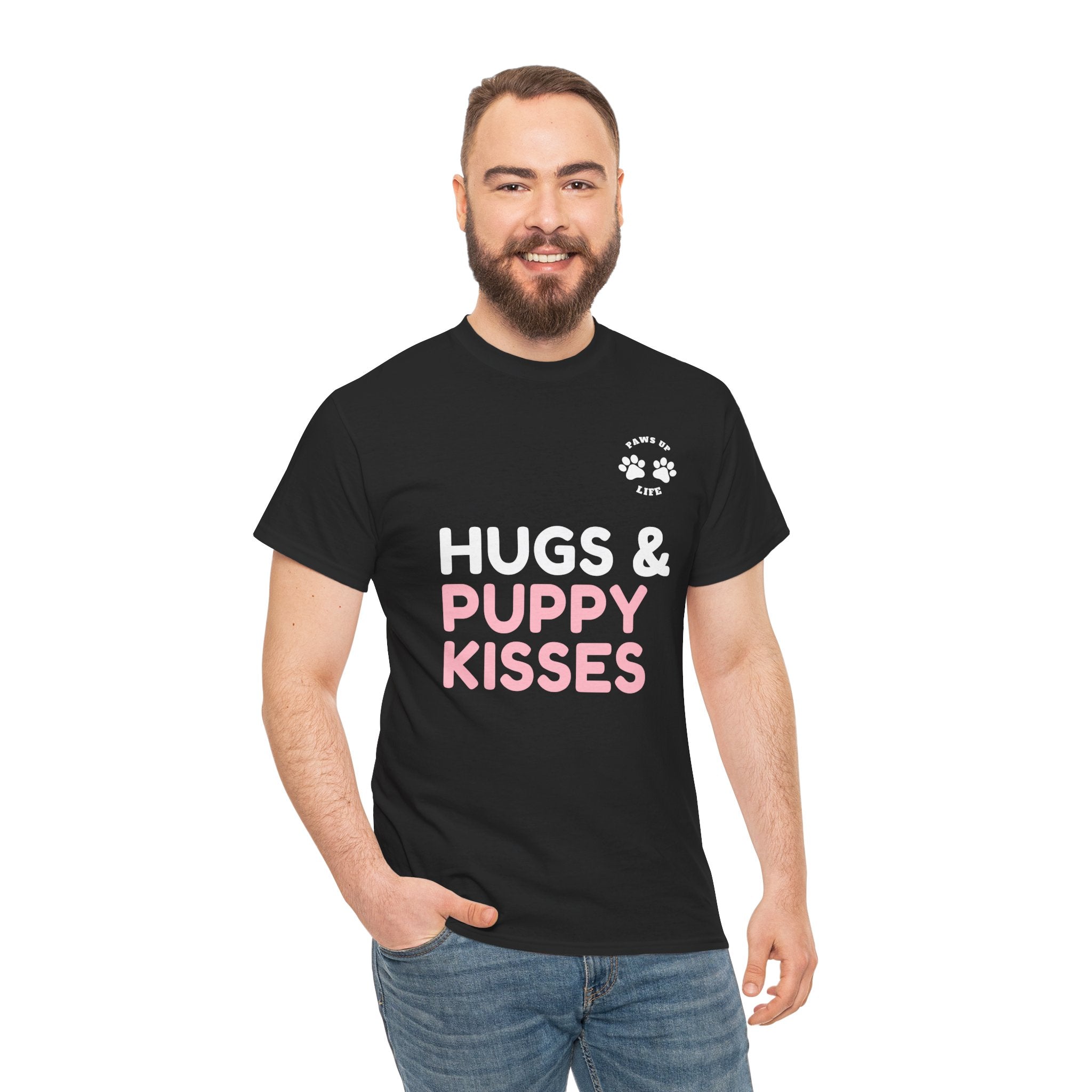 Hugs & Puppy Kisses Dog Mom or Dad Unisex T-Shirt  - Gifts for Pet-Loving Parents |Unisex Heavy Cotton GildanTee | Paws Up Life, LLC