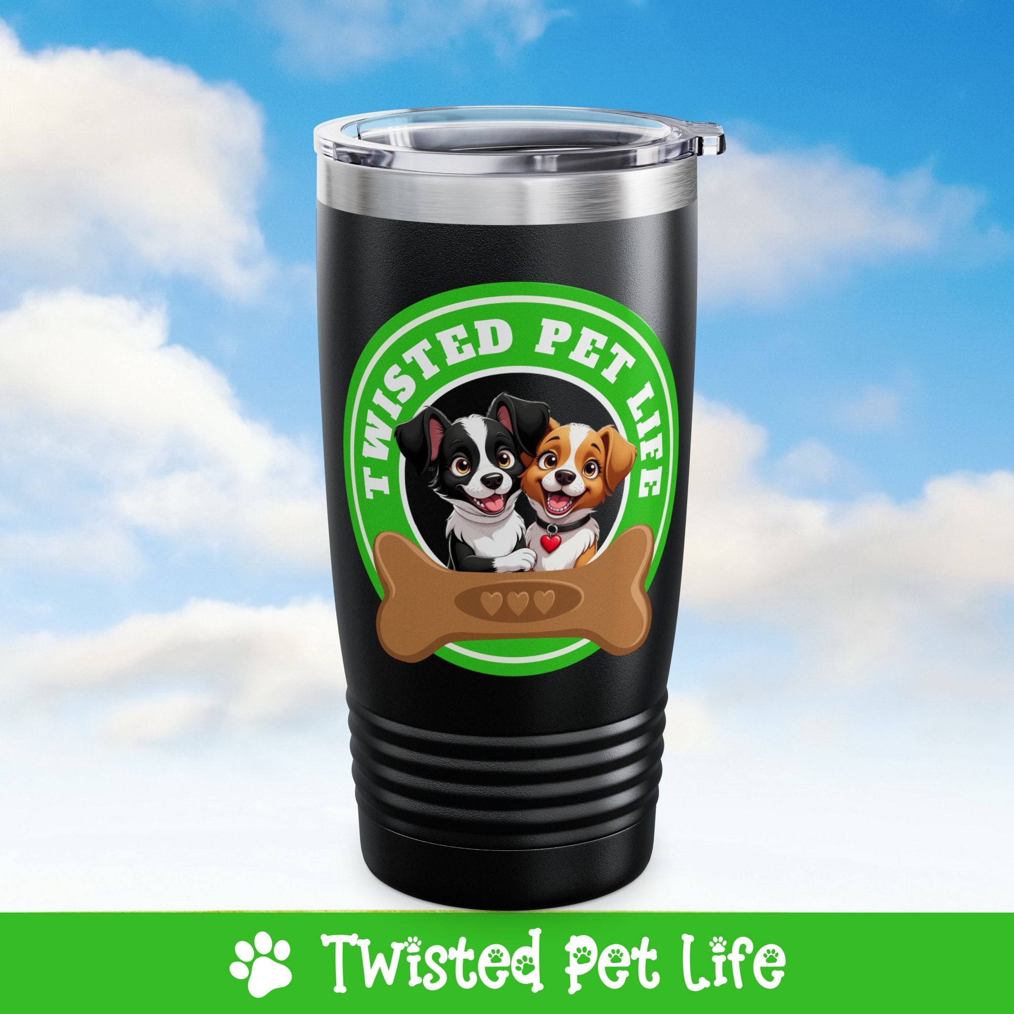 Twisted Pet Life Brand Logo Ringneck Tumbler 20oz Green