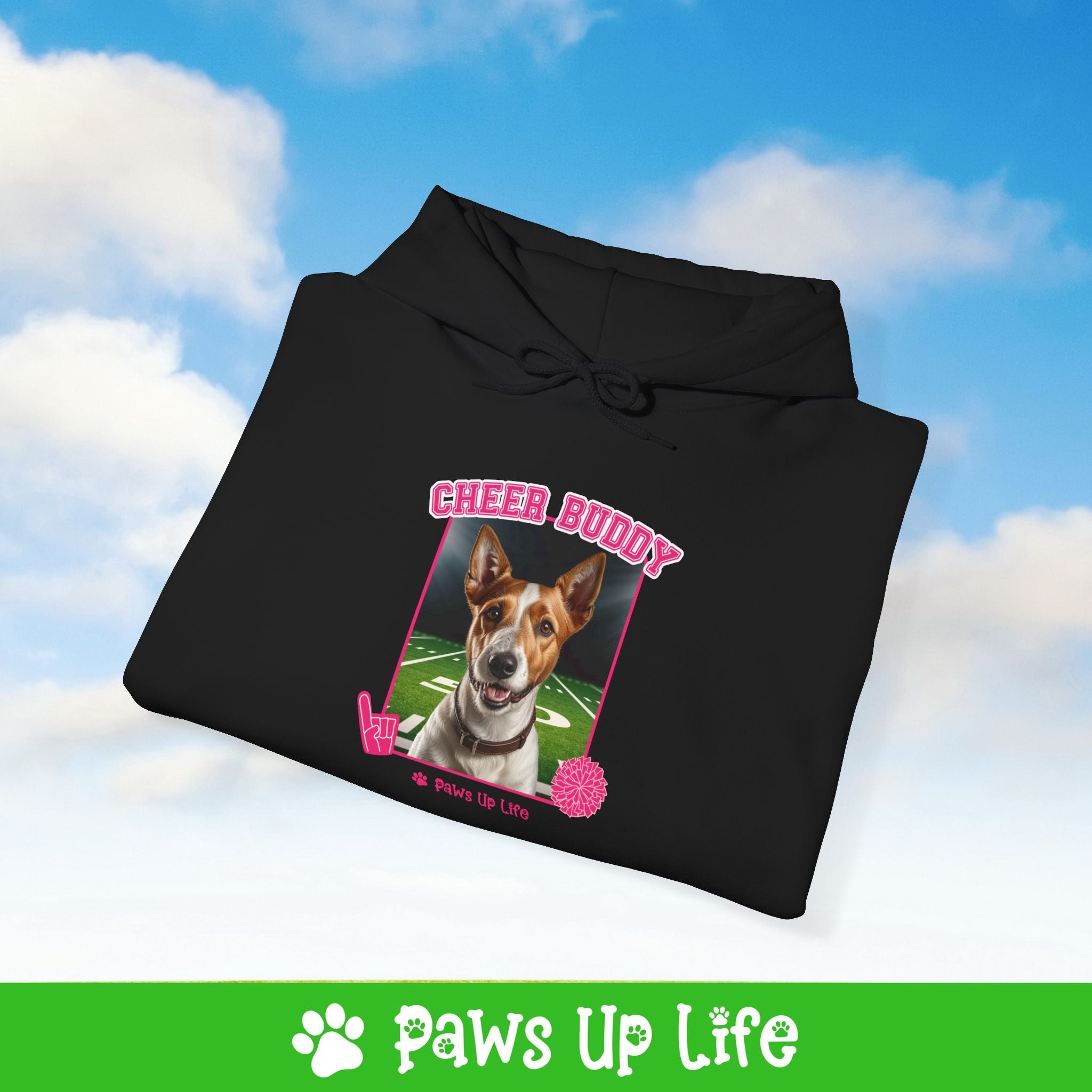 Fox Terrier Football Cheer Buddy Cheerleading Dog Unisex Hoodie Hooded Sweatshirt Classic Comfy Cotton | Paws Up Life, LLC