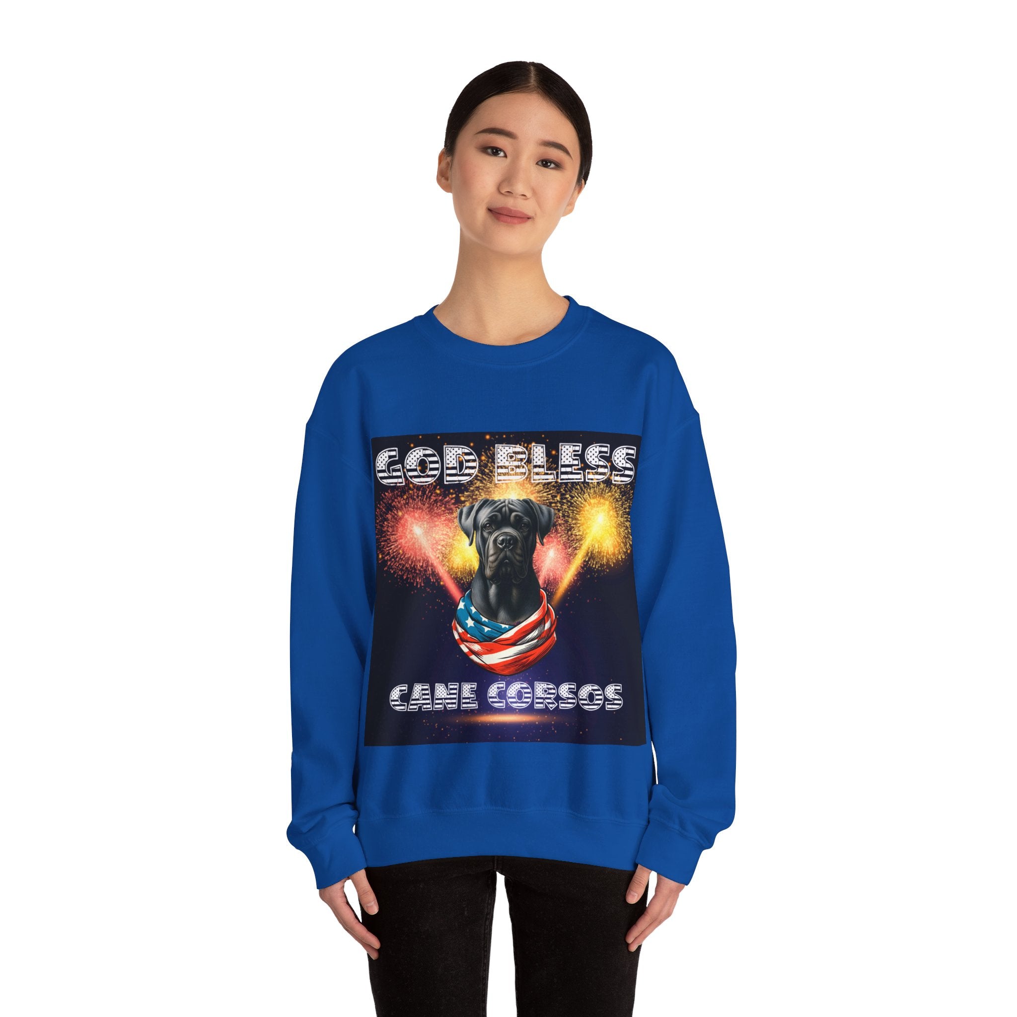 God Bless Cane Corso Patriotic Unisex Sweatshirt Heavy Blend™ Crewneck | Paws Up Life, LLC