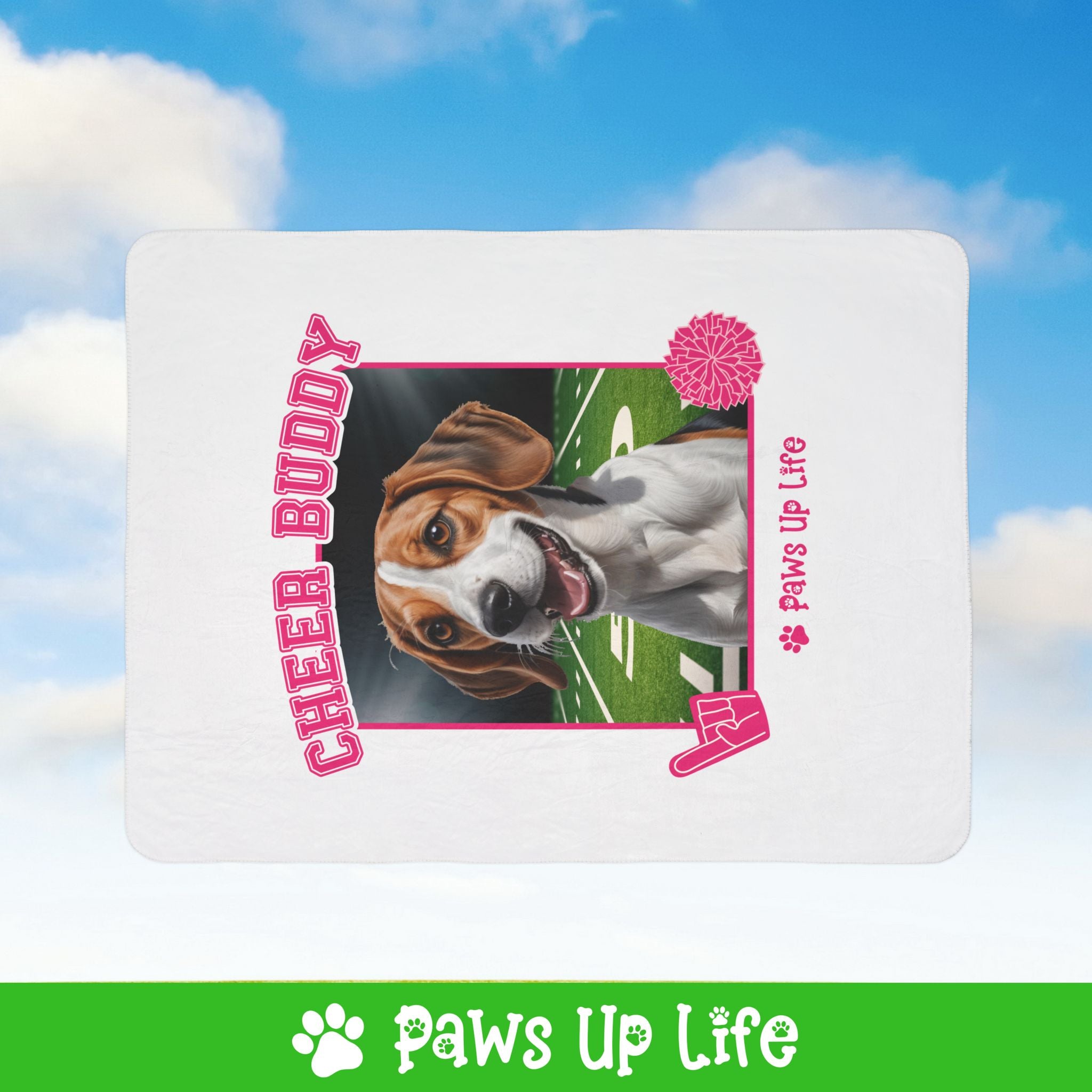 Beagle Cheer Buddy Cheerleading Dog Fleece Sherpa Blanket - Perfect for Snuggling and Cozy Napping | Paws Up Life, LLC