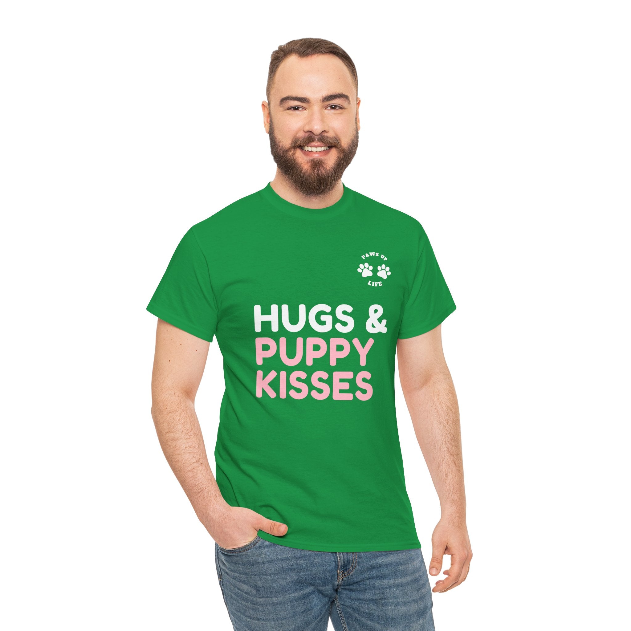 Hugs & Puppy Kisses Dog Mom or Dad Unisex T-Shirt  - Gifts for Pet-Loving Parents |Unisex Heavy Cotton GildanTee | Paws Up Life, LLC