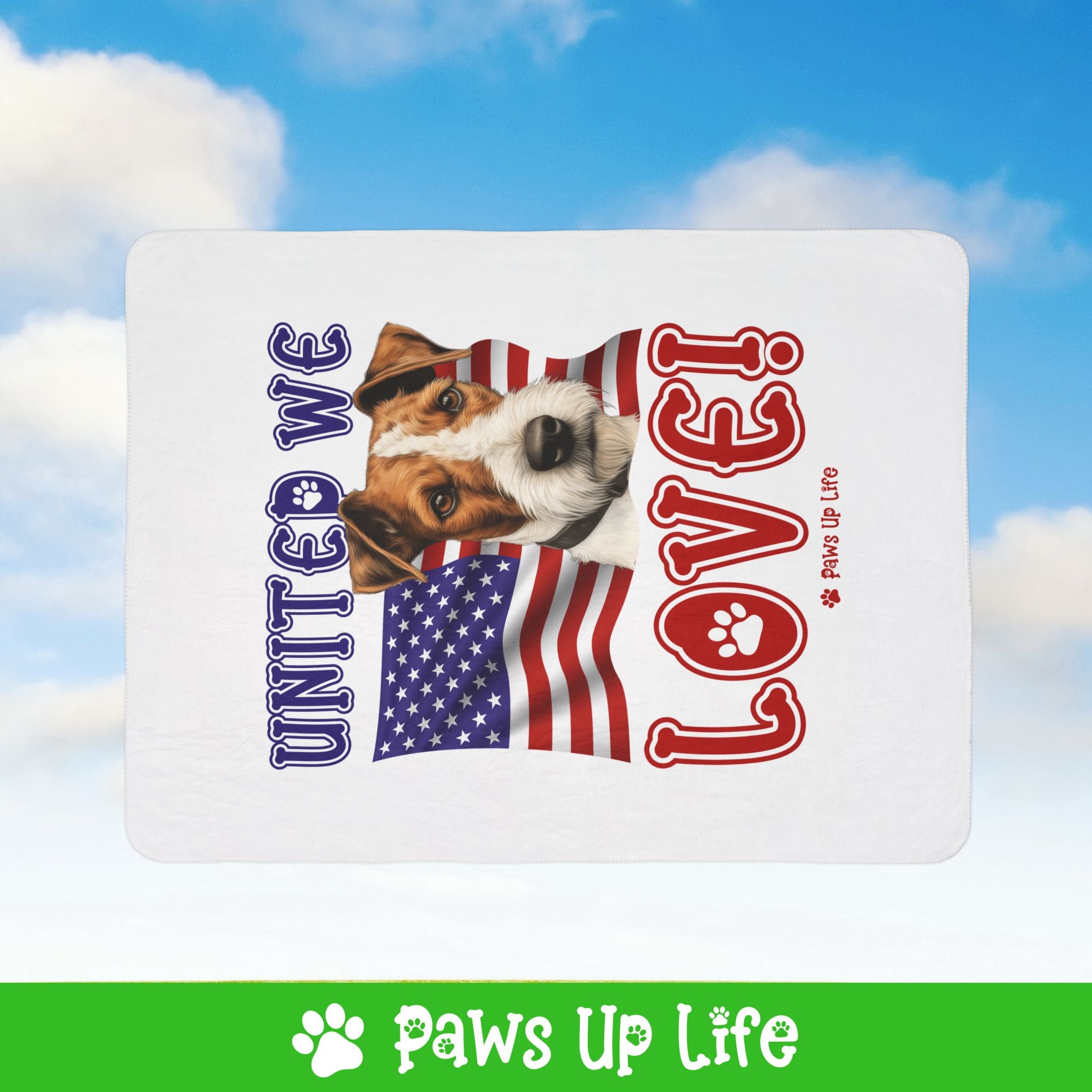 Fox Terrier Dog United We Love Fleece Sherpa Blanket - Perfect for Snuggling and Cozy Napping | Paws Up Life, LLC