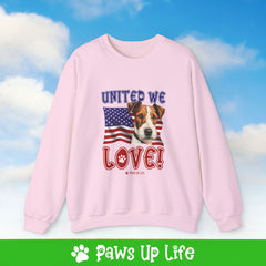 Fox Terrier Dog United We Love Dog Crewneck Sweatshirt, Unisex Gift for Animal Lovers, Dog Mom Dad Sweatshirt, Cute Dog Lover Apparel, Fun Pet