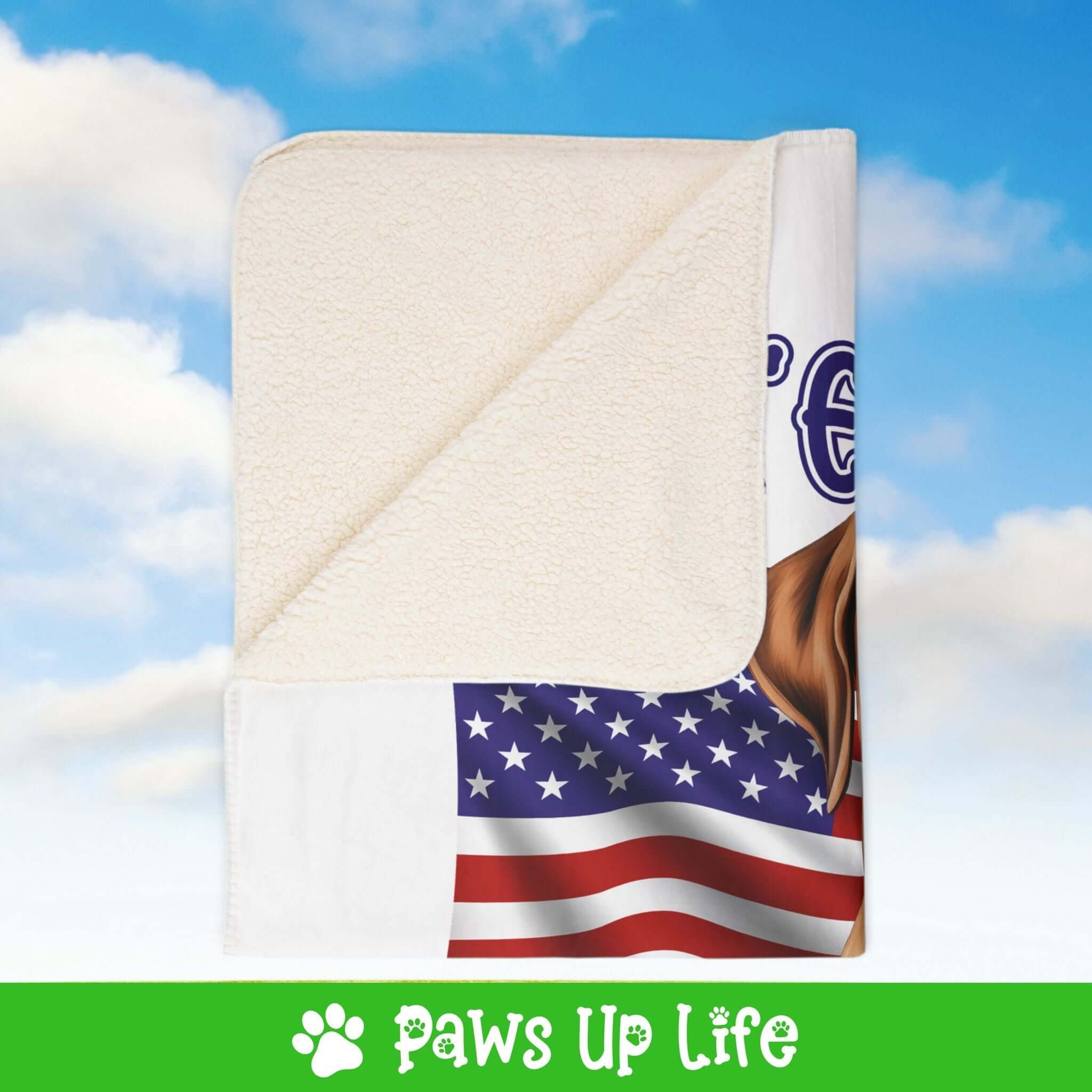 "United We Love" Rhodesian Ridgeback Patriotic Fleece Sherpa Blanket - Perfect for Snuggling and Cozy Napping