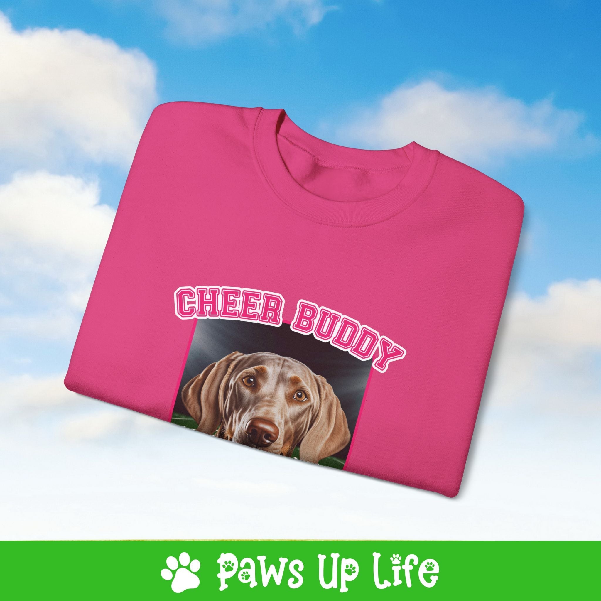 Weimaraner Football Cheer Buddy Cheerleading Dog Crewneck Sweatshirt, Unisex Gift for Animal Lovers, Dog Mom Dad Sweatshirt, Cute Dog Lover Apparel, Fun Pet | Paws Up Life, LLC