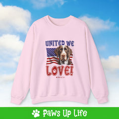 German Wirehaired Pointer Dog United We Love Dog Crewneck Sweatshirt, Unisex Gift for Animal Lovers, Dog Mom Dad Sweatshirt, Cute Dog Lover Apparel, Fun Pet | Paws Up Life, LLC