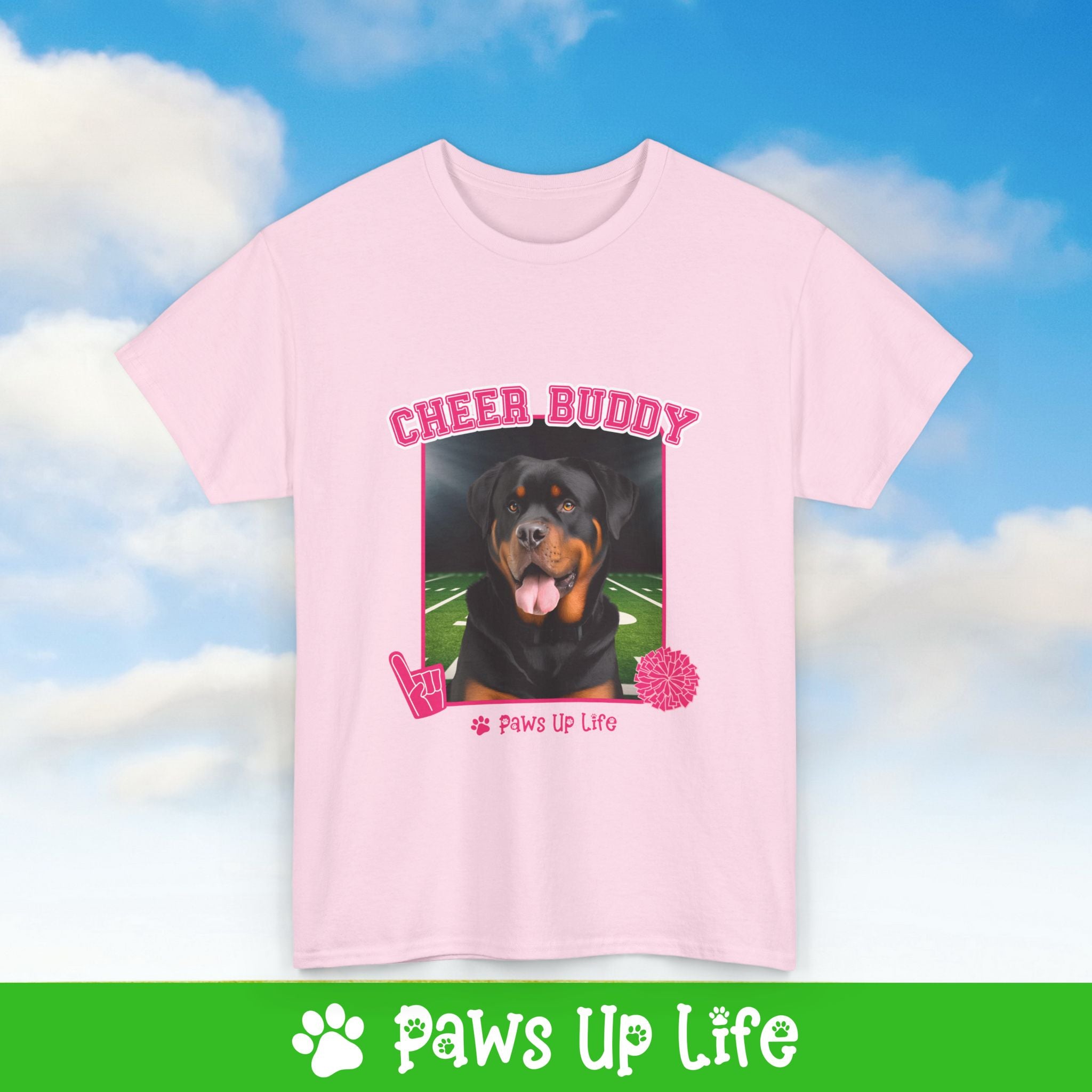 Rottweiler Football Cheer Buddy Cheerleading Dog Tee, Shirt, Unisex Pet Lover Gift, Dog Mom Dad Tshirt, Animal Rescue Advocate, Cute Puppy Graphic Top Classic Collar | Paws Up Life, LLC