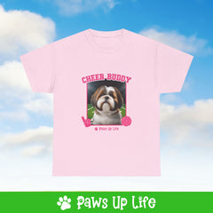 Brown Shih Tzu Football Cheer Buddy Cheerleading Dog Tee, Shirt, Unisex Pet Lover Gift, Dog Mom Dad Tshirt, Animal Rescue Advocate, Cute Puppy Graphic Top Classic Collar | Paws Up Life, LLC