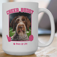 German Wirehaired Pointer Football Cheer Buddy Cheerleading Dog 15oz Large Coffee Mug Ceramic Drinkware Tea Washable | Paws Up Life, LLC