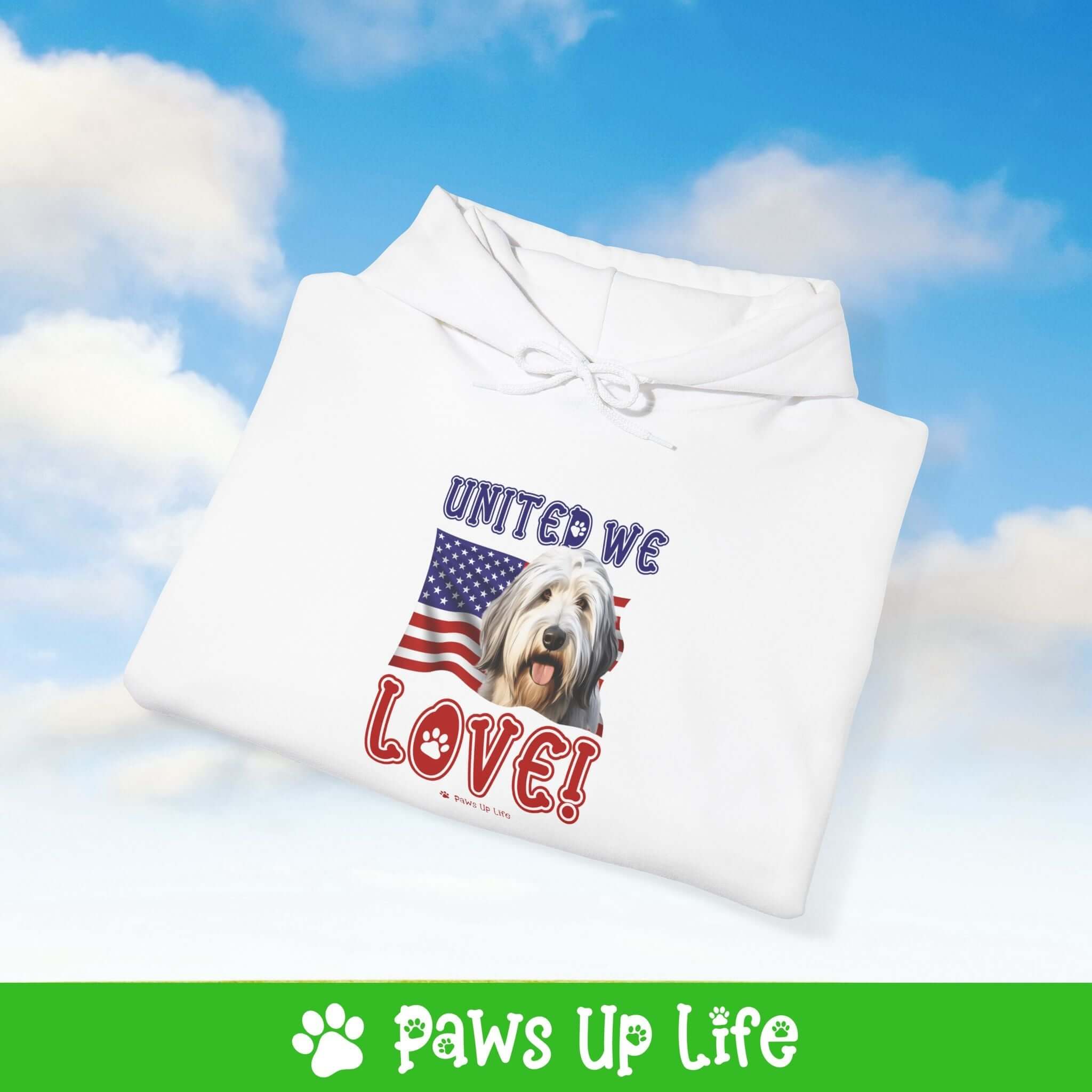 Old English Sheepdog Dog United We Love Unisex Hoodie Hooded Sweatshirt Classic Comfy Cotton | Paws Up Life, LLC