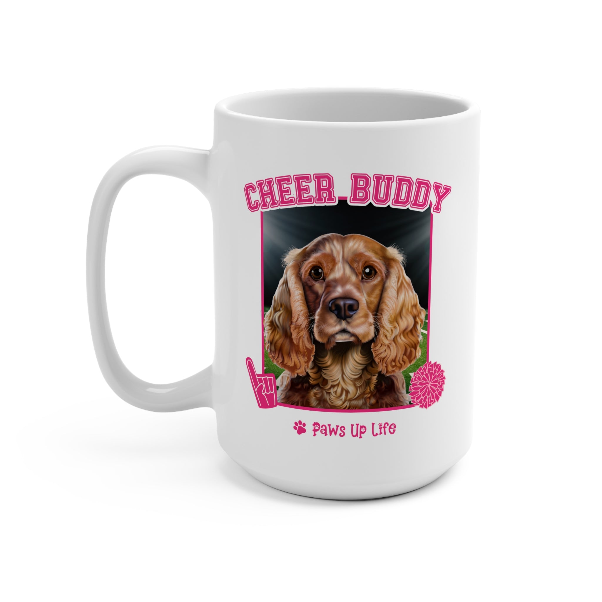 English Cocker Spaniel Football Cheer Buddy Cheerleading Dog 15oz Large Coffee Mug Ceramic Drinkware Tea Washable | Paws Up Life, LLC