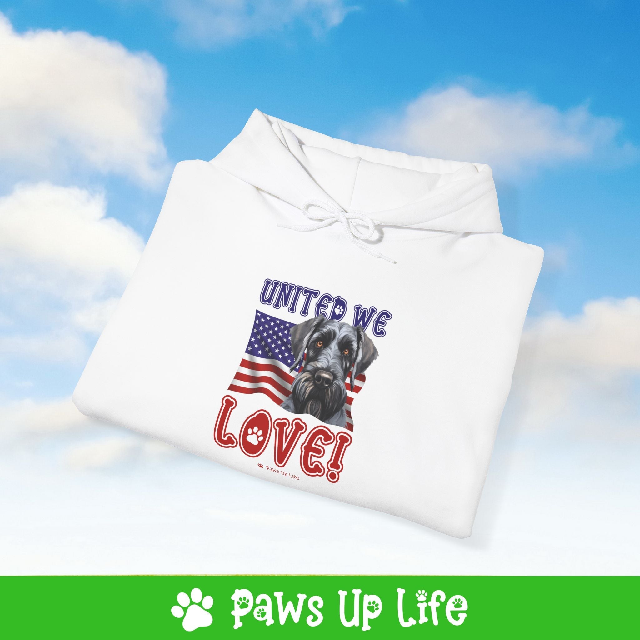 Giant Schnauzer Dog United We Love Unisex Hoodie Hooded Sweatshirt Classic Comfy Cotton | Paws Up Life, LLC