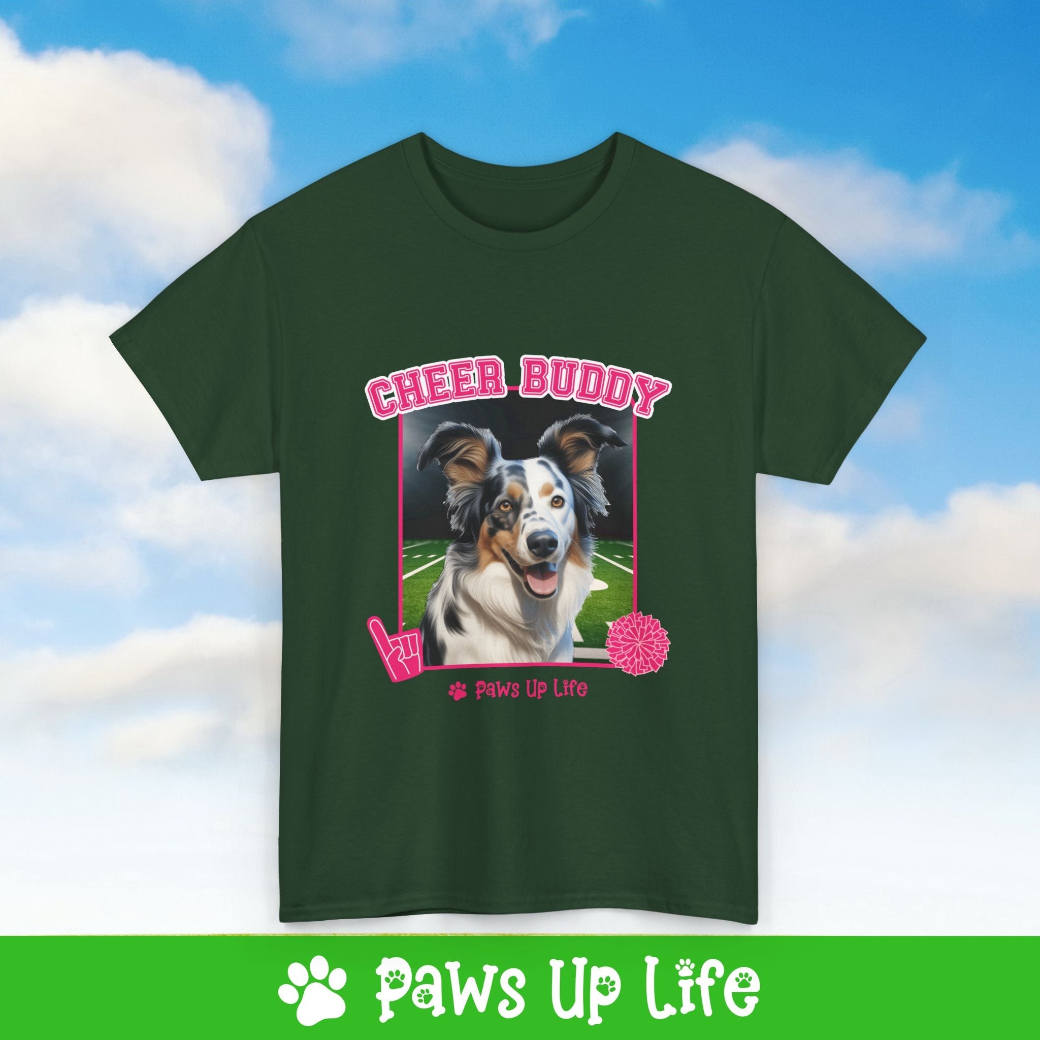 Australian Koolie  Cheer Buddy Cheerleading Dog Tee, Shirt, Unisex Pet Lover Gift, Dog Mom Dad Tshirt, Animal Rescue Advocate, Cute Puppy Graphic Top Classic Collar | Paws Up Life, LLC