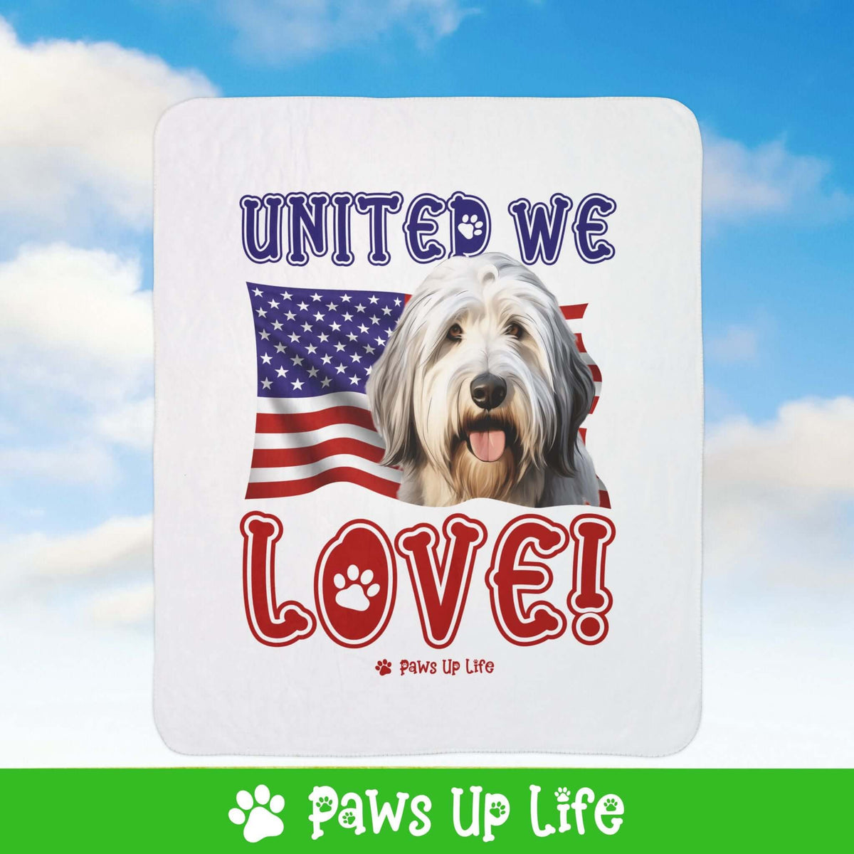 Old English Sheepdog Dog United We Love Fleece Sherpa Blanket - Perfect for Snuggling and Cozy Napping | Paws Up Life, LLC