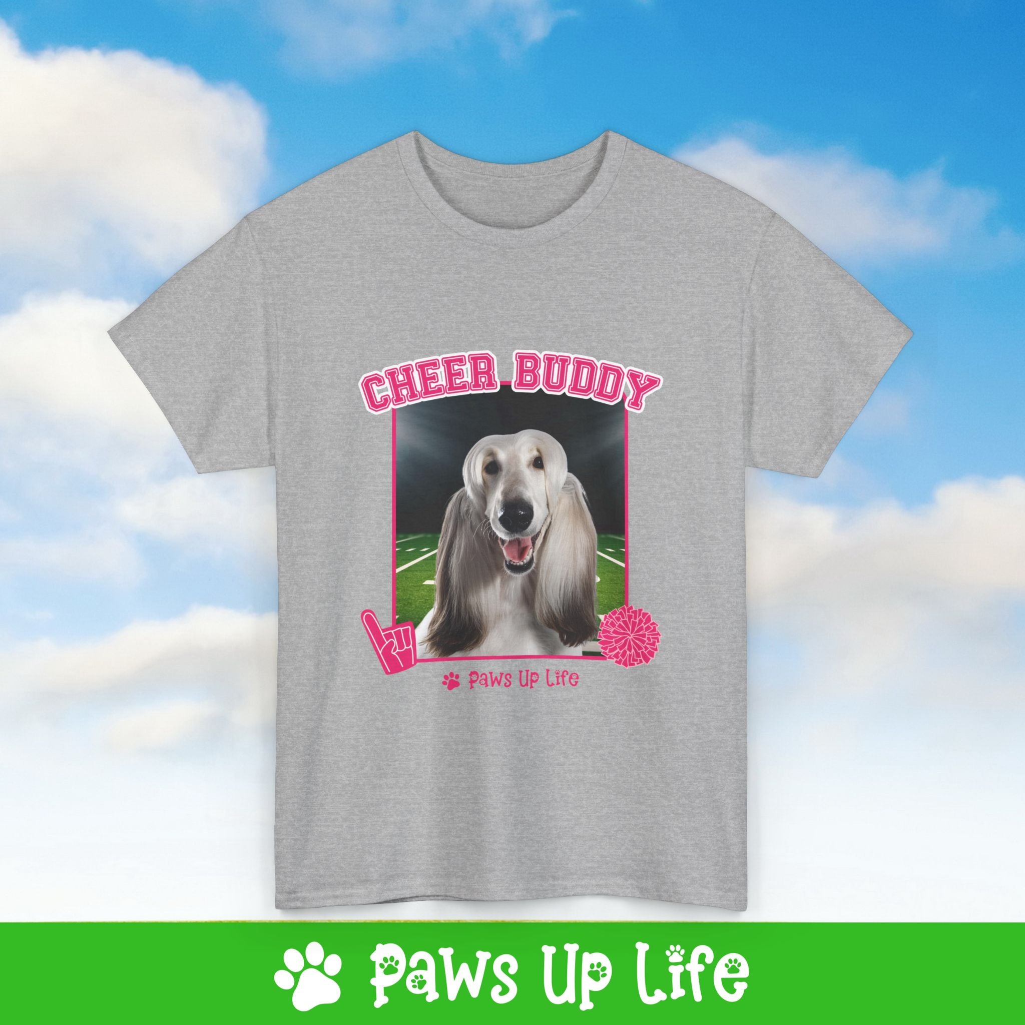 Afghan Hound Dog Cheerleader Tee, Shirt, Unisex Pet Lover Gift, Dog Mom Dad Tshirt, Animal Rescue Advocate, Cute Puppy Graphic Top Classic Collar | Paws Up Life, LLC