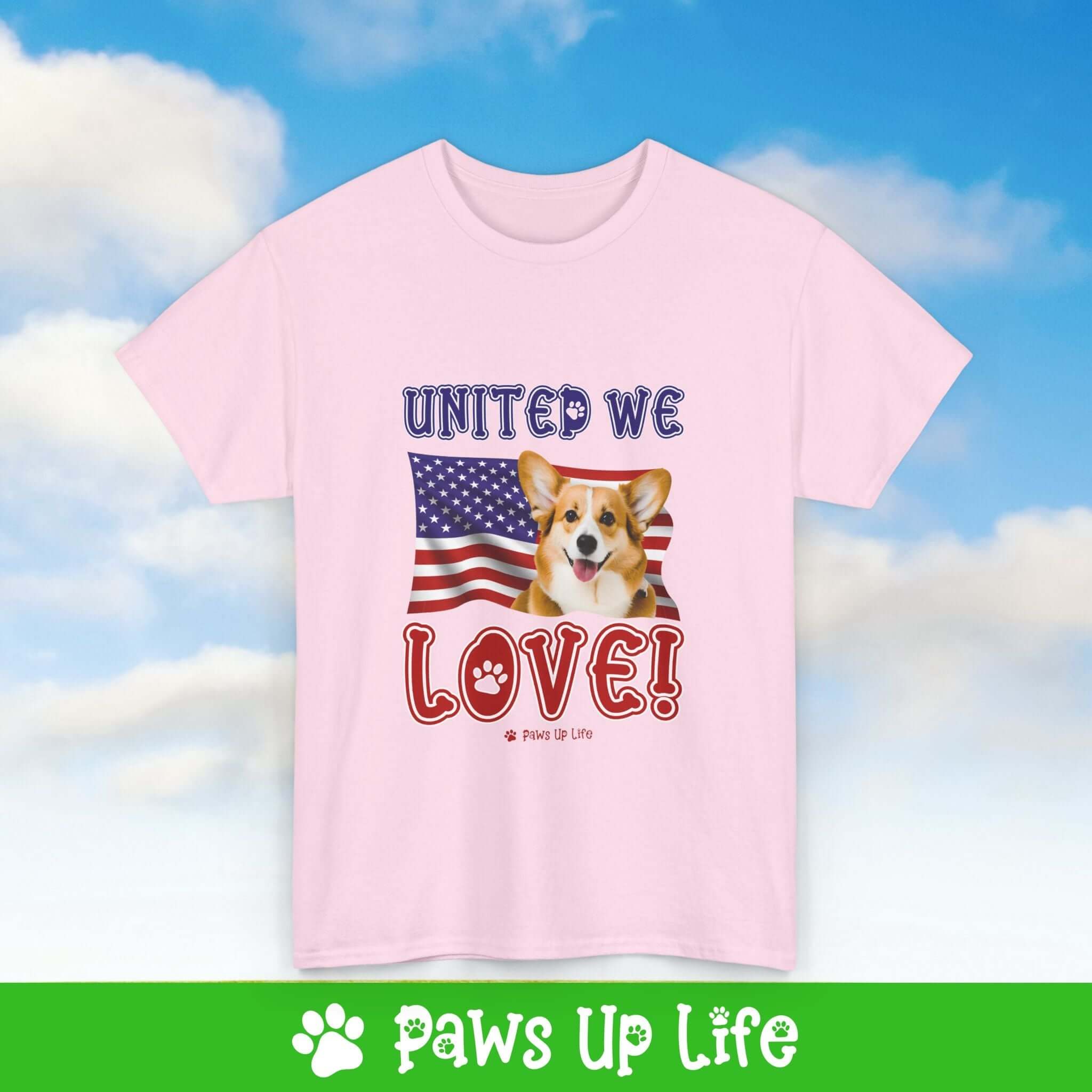 Pembroke Welsh Corgi Dog United We Love Dog Tee, Shirt, Unisex Pet Lover Gift, Dog Mom Dad Tshirt, Animal Rescue Advocate, Cute Puppy Graphic Top Classic Collar | Paws Up Life, LLC