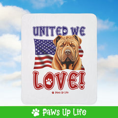 Chinese Shar Pei Dog United We Love Fleece Sherpa Blanket - Perfect for Snuggling and Cozy Napping | Paws Up Life, LLC