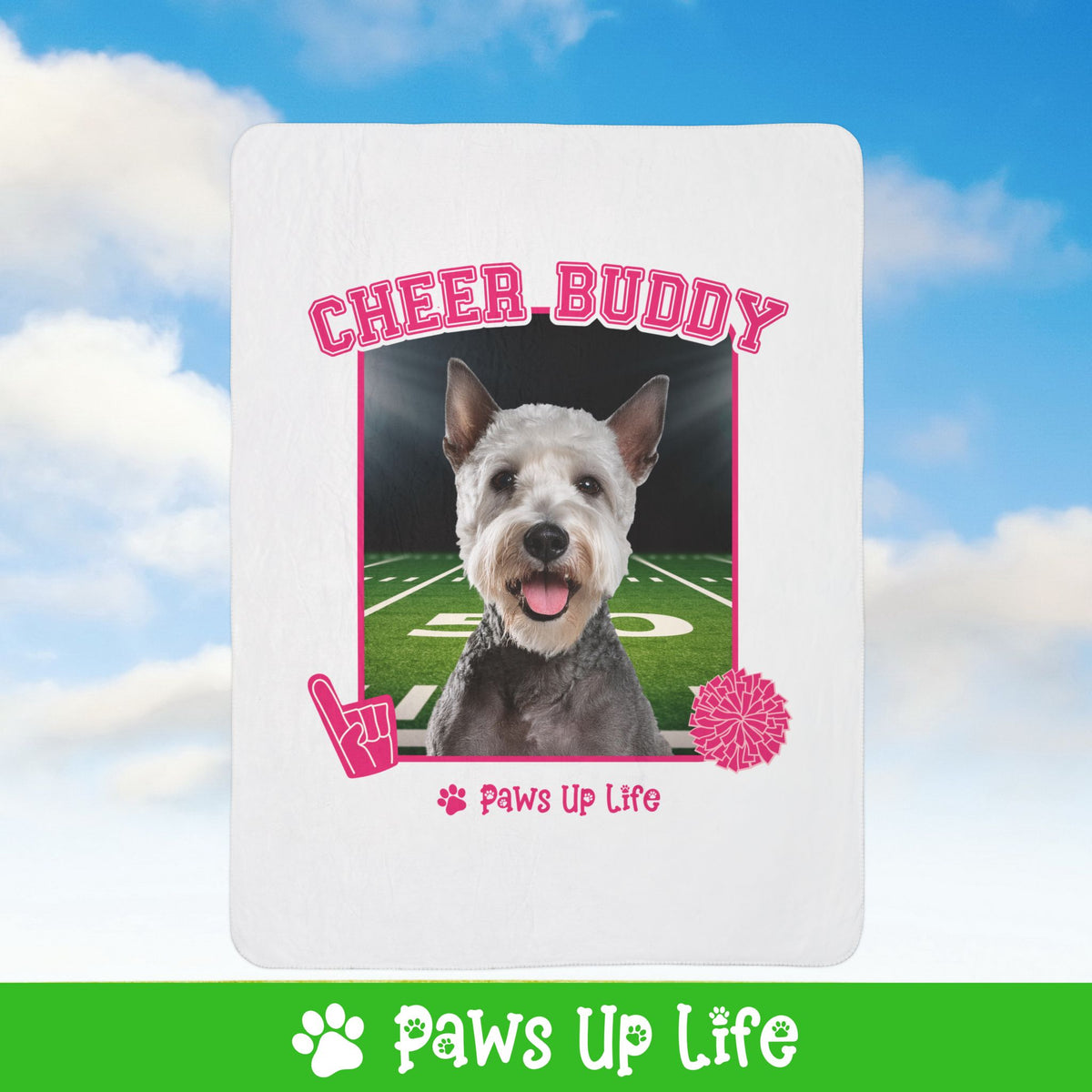 Bedington Terrier Cheer Buddy Cheerleading Dog Fleece Sherpa Blanket - Perfect for Snuggling and Cozy Napping | Paws Up Life, LLC