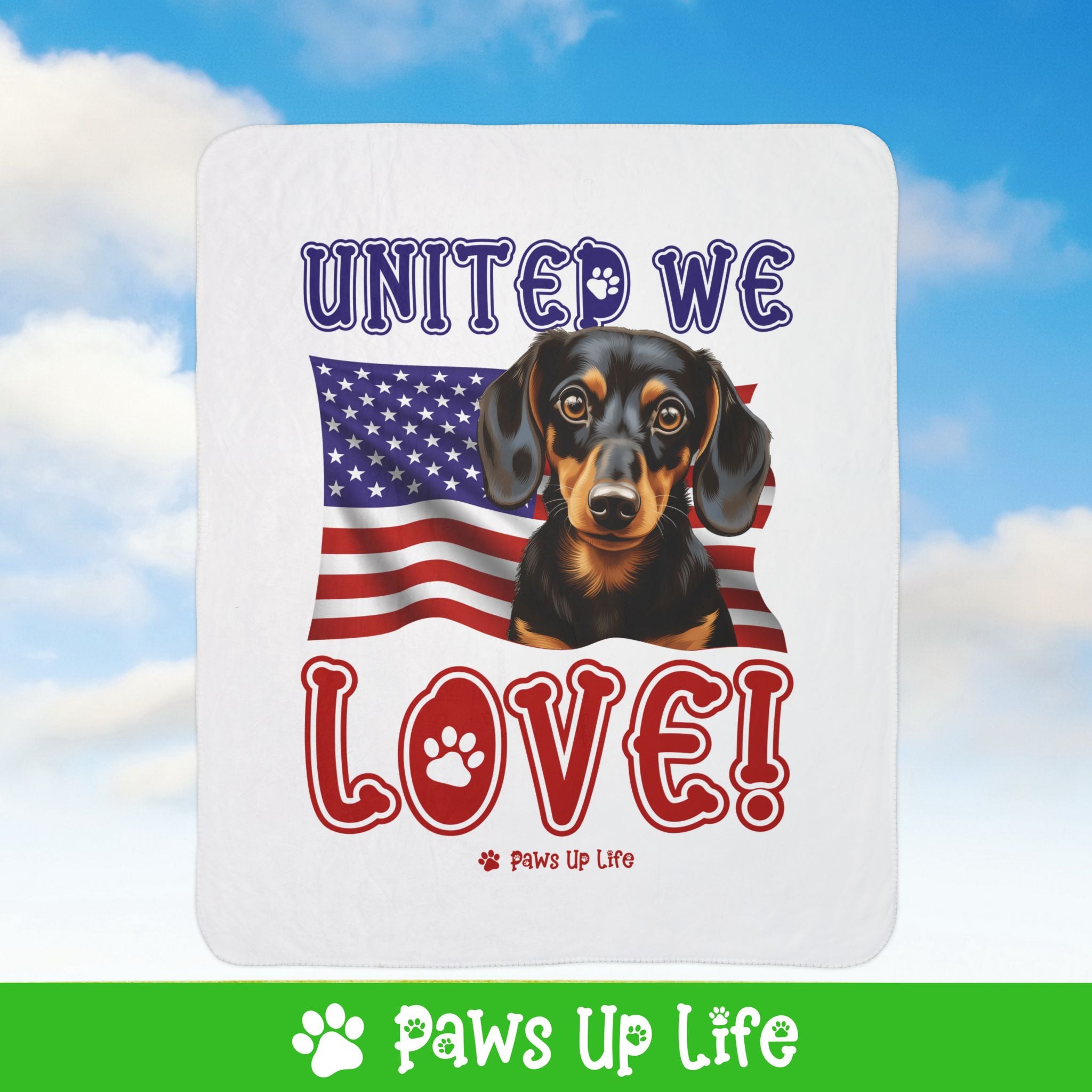 Dachshund Dog United We Love Fleece Sherpa Blanket - Perfect for Snuggling and Cozy Napping | Paws Up Life, LLC