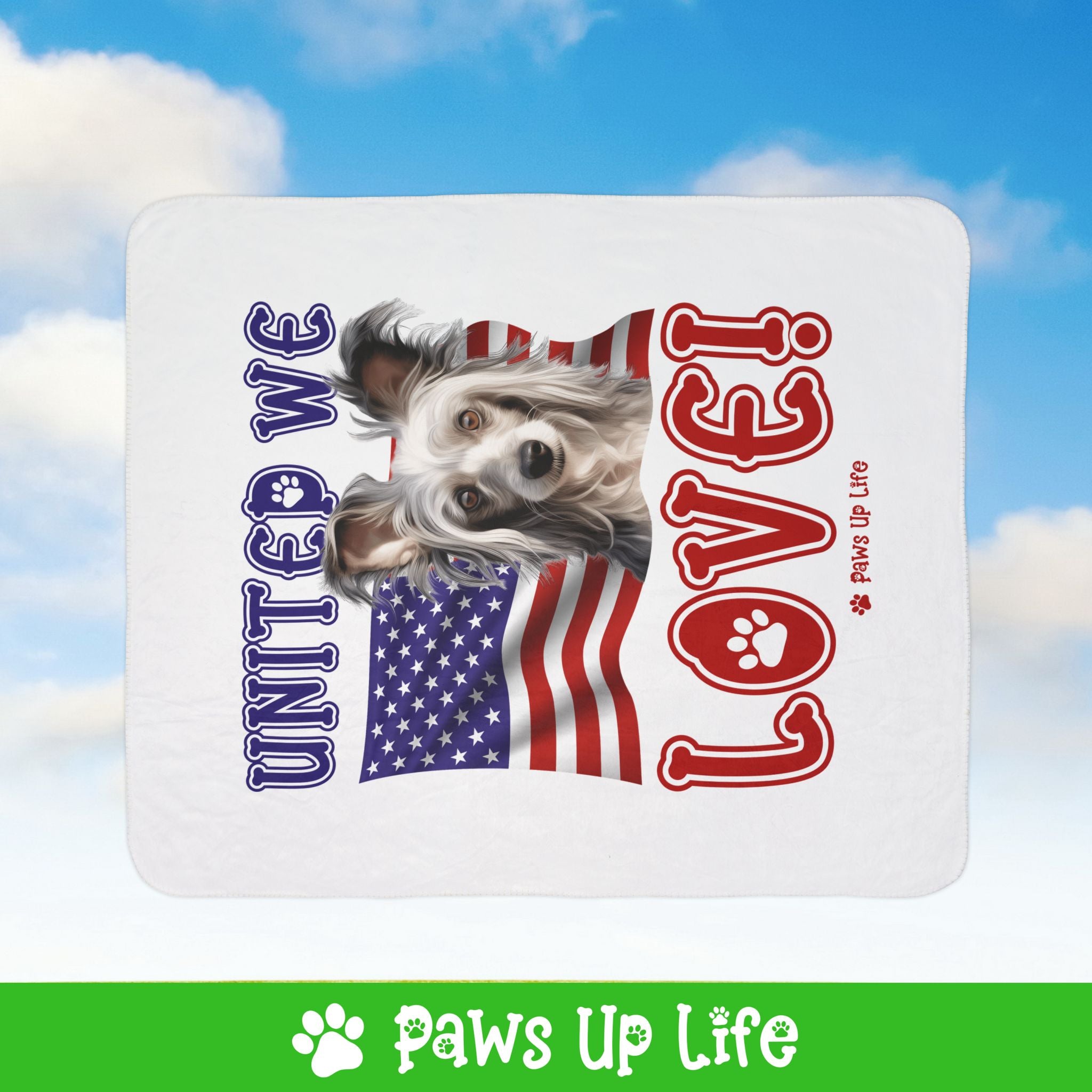 Chinese Crested Dog United We Love Fleece Sherpa Blanket - Perfect for Snuggling and Cozy Napping | Paws Up Life, LLC