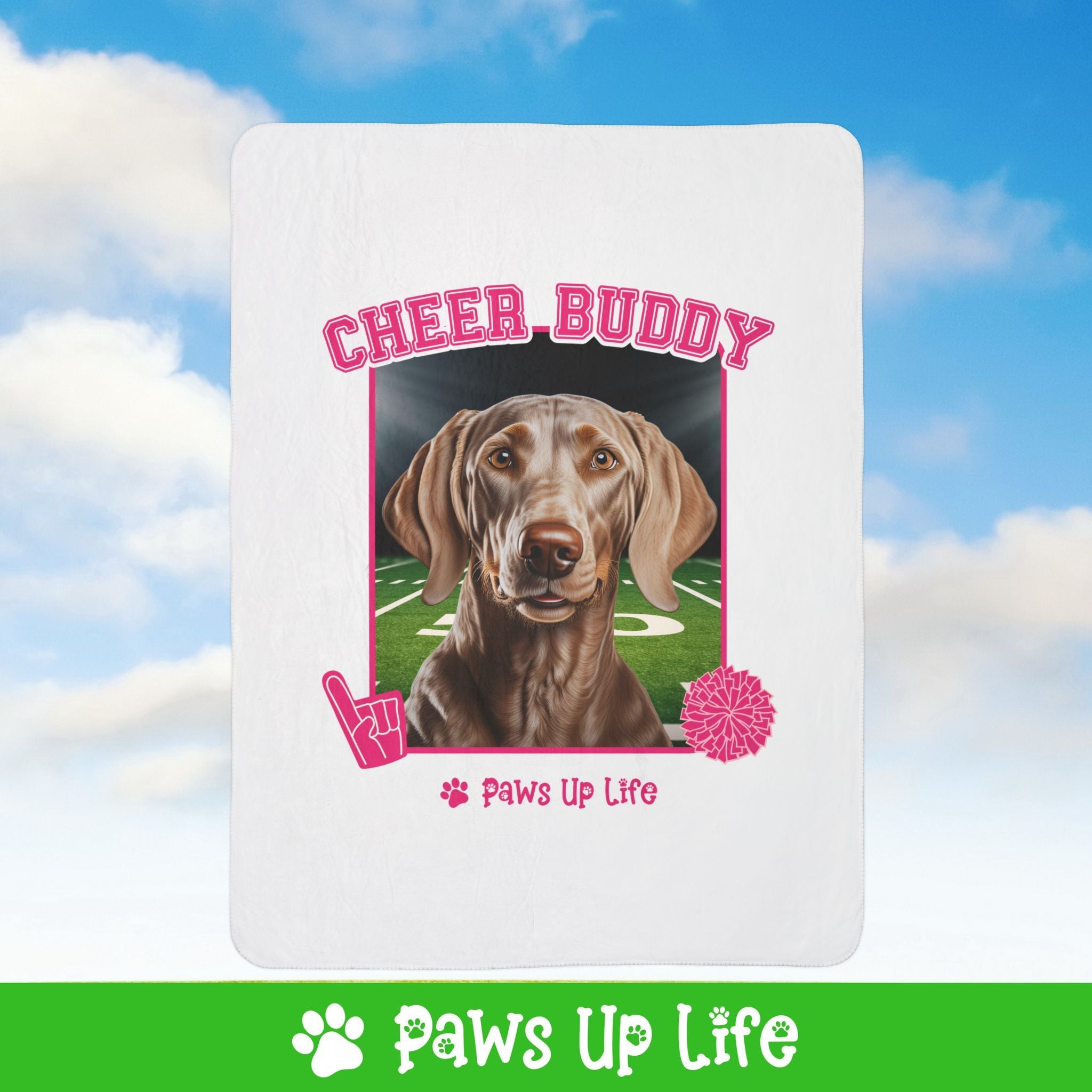 Weimaraner Football Cheer Buddy Cheerleading Dog Fleece Sherpa Blanket - Perfect for Snuggling and Cozy Napping | Paws Up Life, LLC