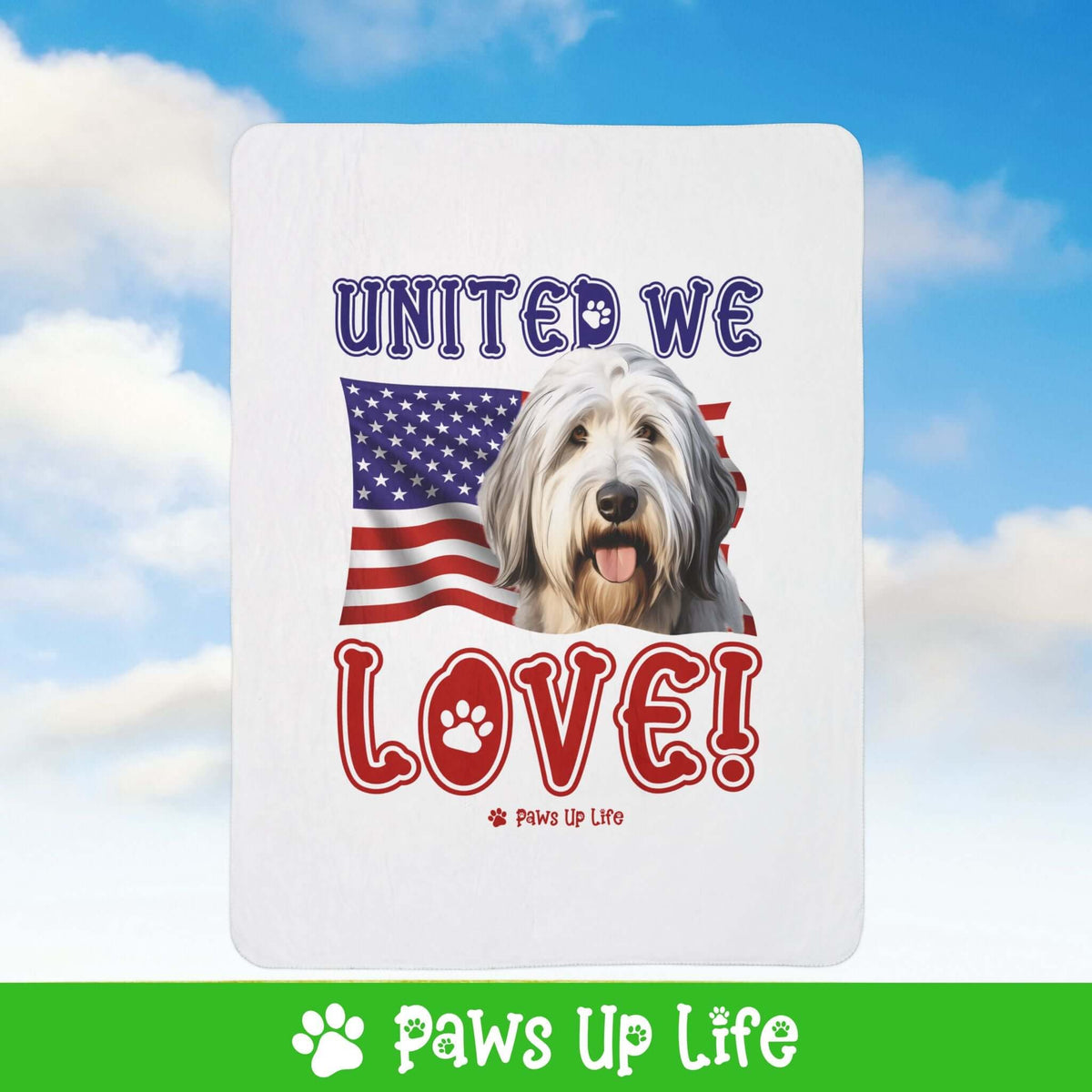 Old English Sheepdog Dog United We Love Fleece Sherpa Blanket - Perfect for Snuggling and Cozy Napping | Paws Up Life, LLC