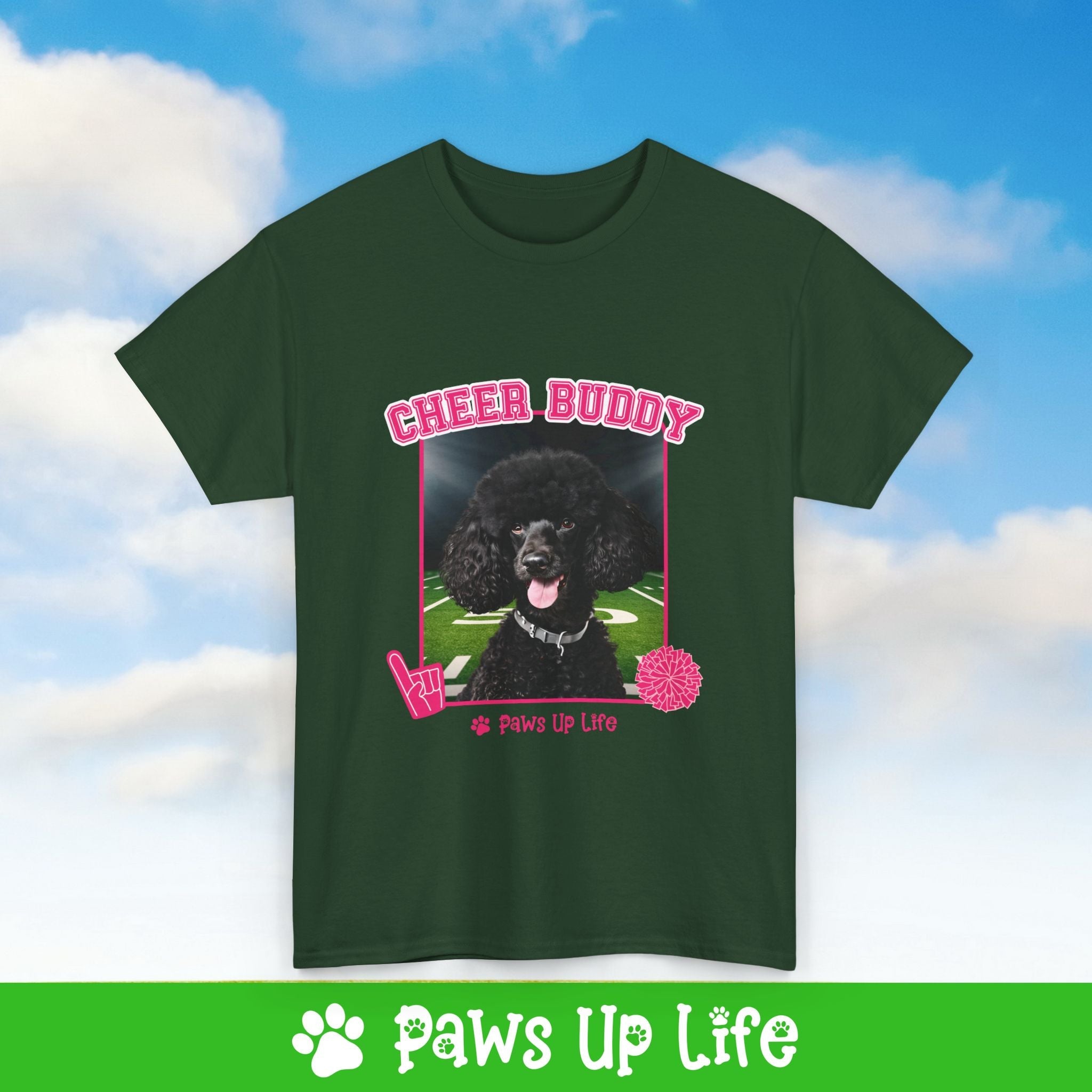 Black Poodle Football Cheer Buddy Cheerleading Dog Tee, Shirt, Unisex Pet Lover Gift, Dog Mom Dad Tshirt, Animal Rescue Advocate, Cute Puppy Graphic Top Classic Collar | Paws Up Life, LLC