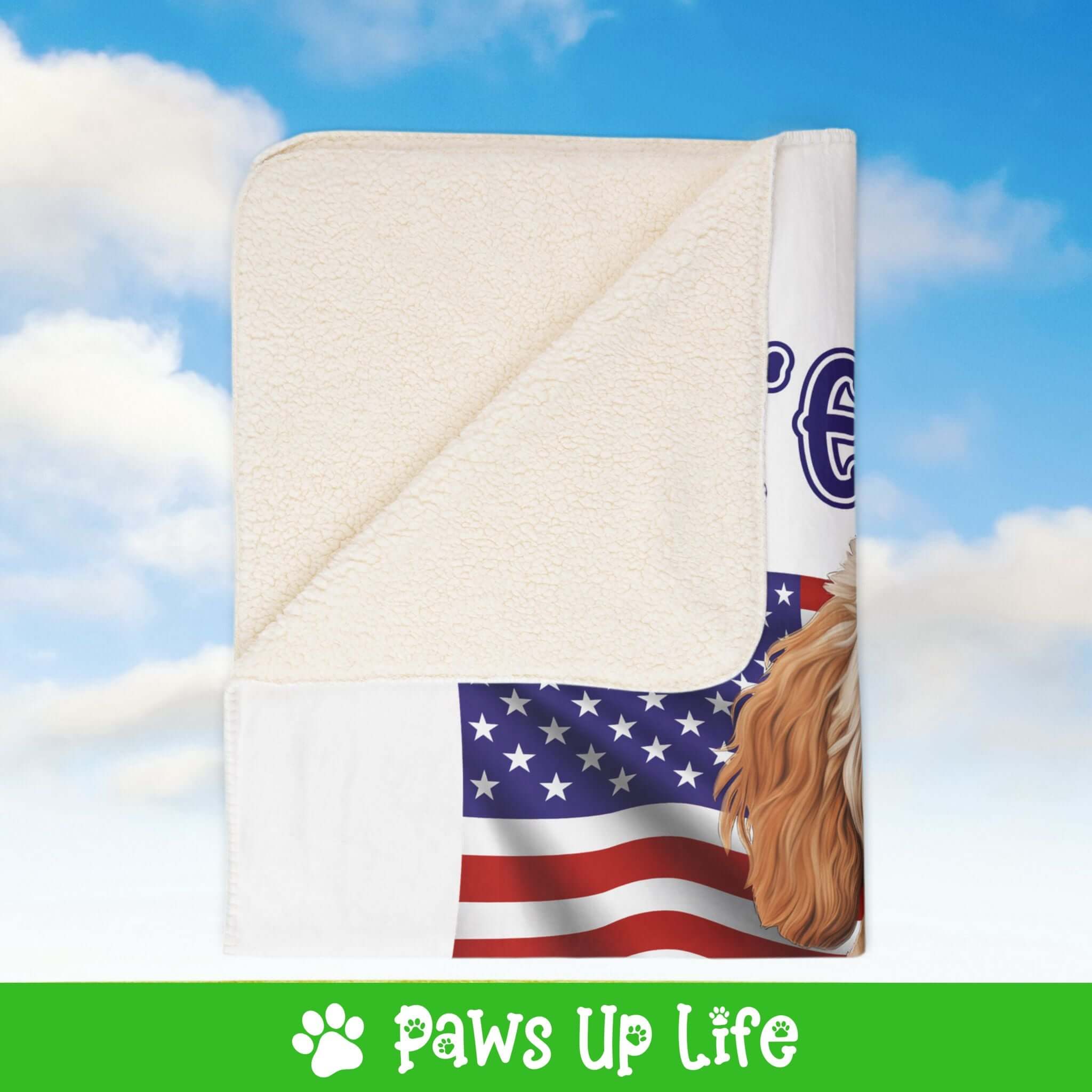 "United We Love" Spoodle Patriotic Fleece Sherpa Blanket - Perfect for Snuggling and Cozy Napping | Paws Up Life, LLC