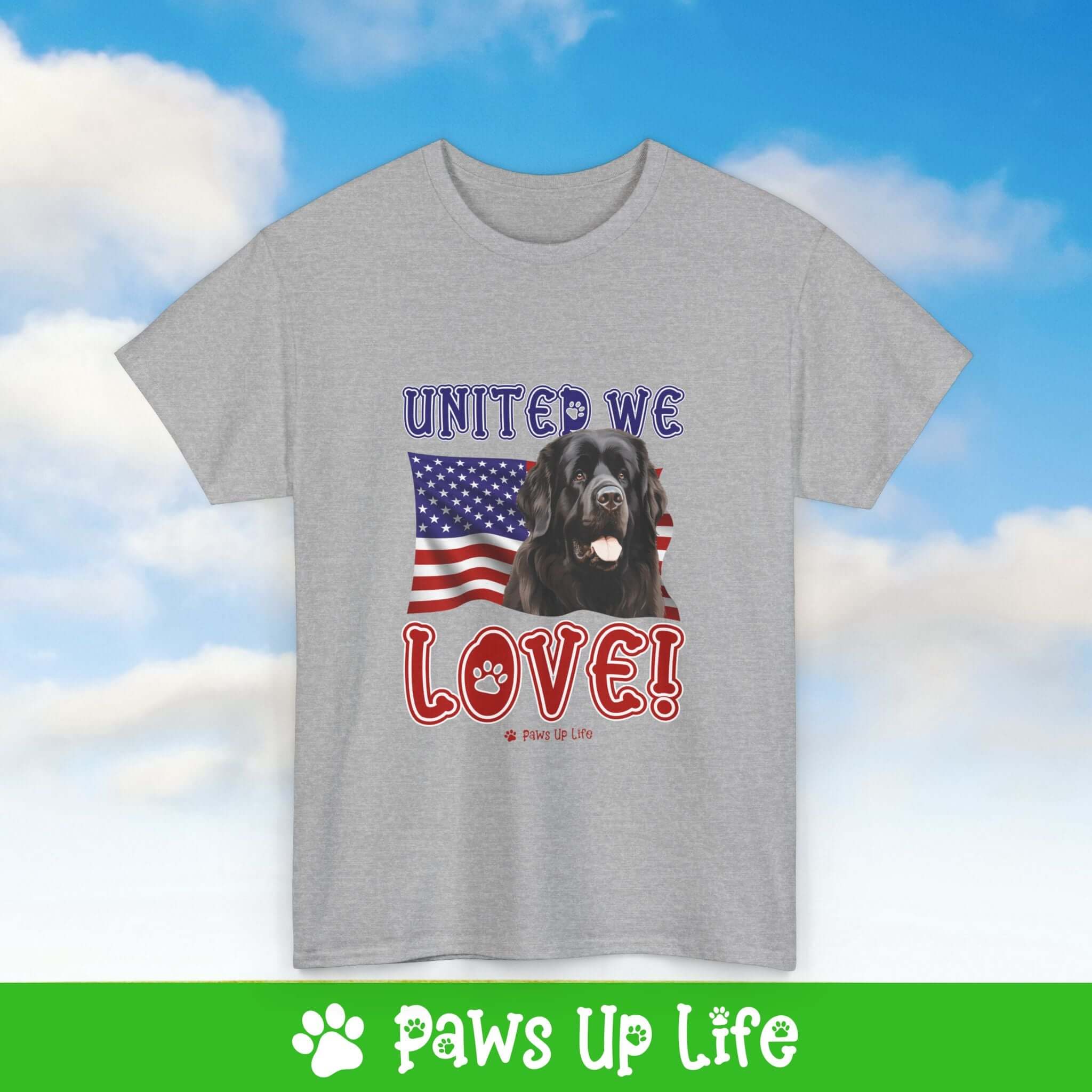 Newfoundland Dog United We Love Dog Tee, Shirt, Unisex Pet Lover Gift, Dog Mom Dad Tshirt, Animal Rescue Advocate, Cute Puppy Graphic Top Classic Collar | Paws Up Life, LLC