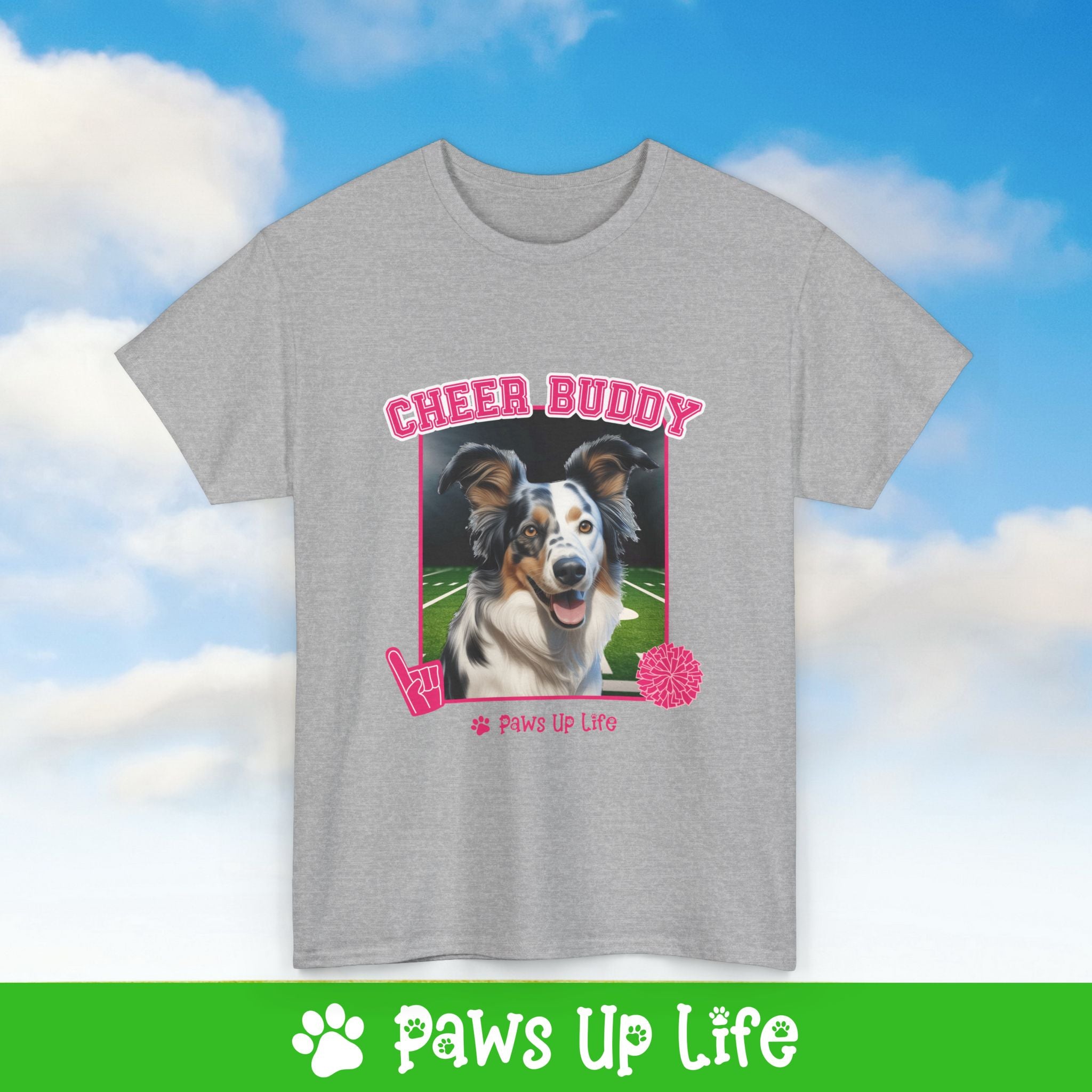 Australian Koolie  Cheer Buddy Cheerleading Dog Tee, Shirt, Unisex Pet Lover Gift, Dog Mom Dad Tshirt, Animal Rescue Advocate, Cute Puppy Graphic Top Classic Collar | Paws Up Life, LLC