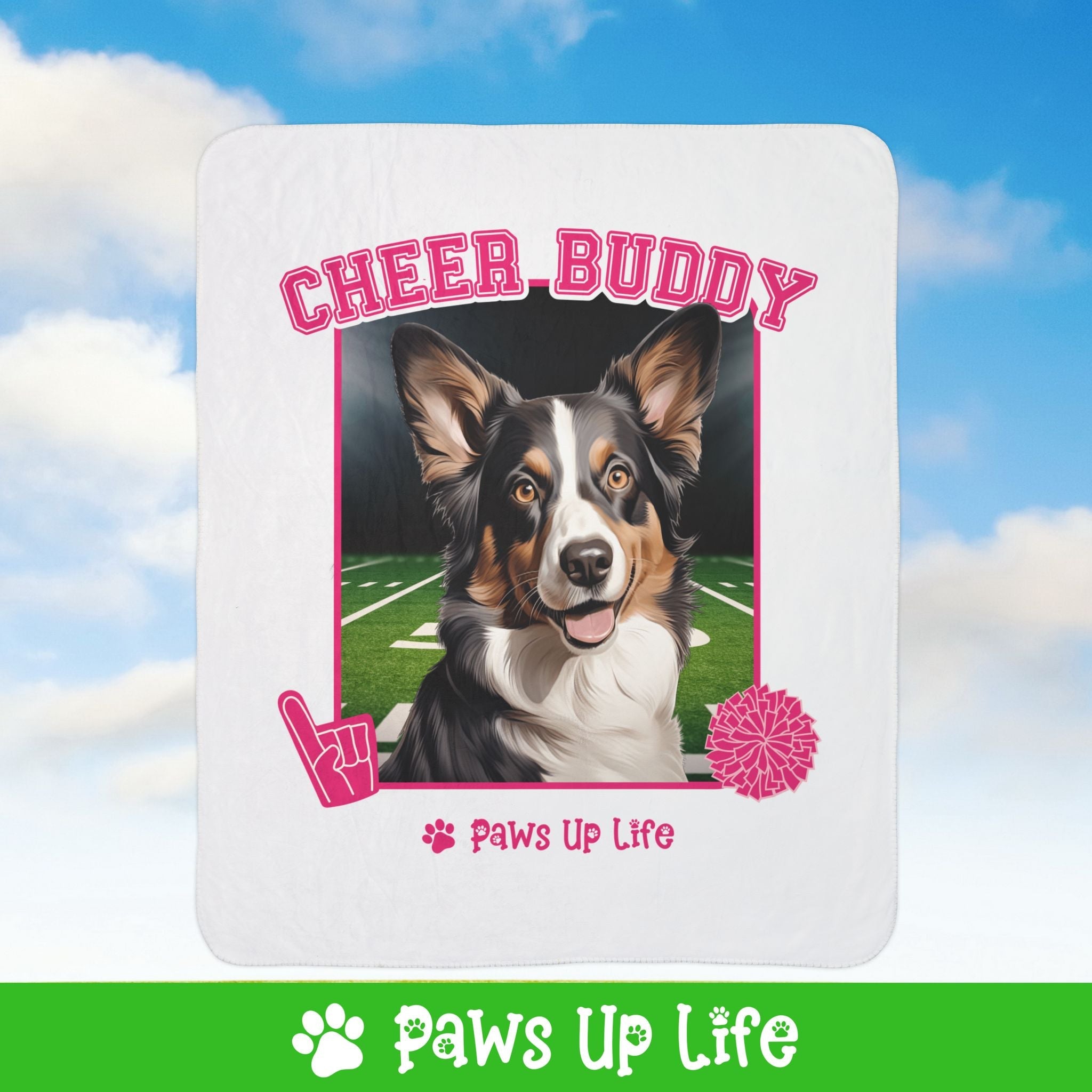 Cardigan Welsh Corgi Football Cheer Buddy Cheerleading Dog Fleece Sherpa Blanket - Perfect for Snuggling and Cozy Napping | Paws Up Life, LLC