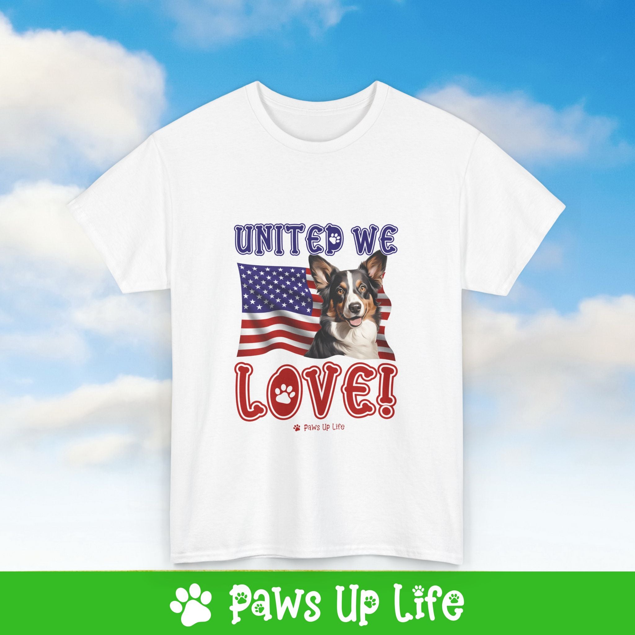 Cardigan Welsh Corgi Dog United We Love Dog Tee, Shirt, Unisex Pet Lover Gift, Dog Mom Dad Tshirt, Animal Rescue Advocate, Cute Puppy Graphic Top Classic Collar | Paws Up Life, LLC