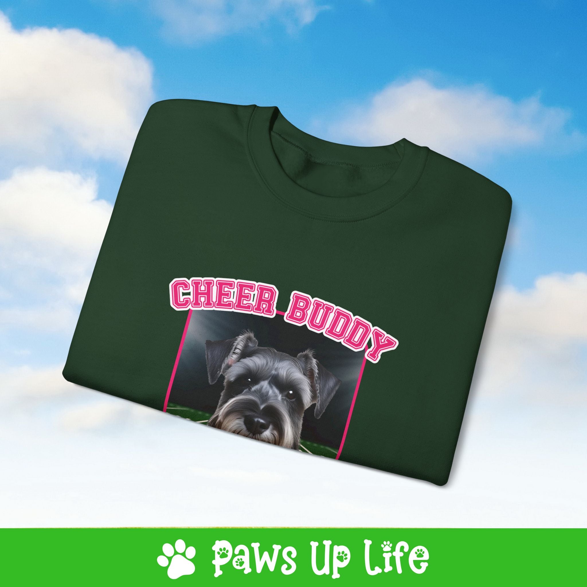 Miniature Schnauzer Football Cheer Buddy Cheerleading Dog Crewneck Sweatshirt, Unisex Gift for Animal Lovers, Dog Mom Dad Sweatshirt, Cute Dog Lover Apparel, Fun Pet | Paws Up Life, LLC