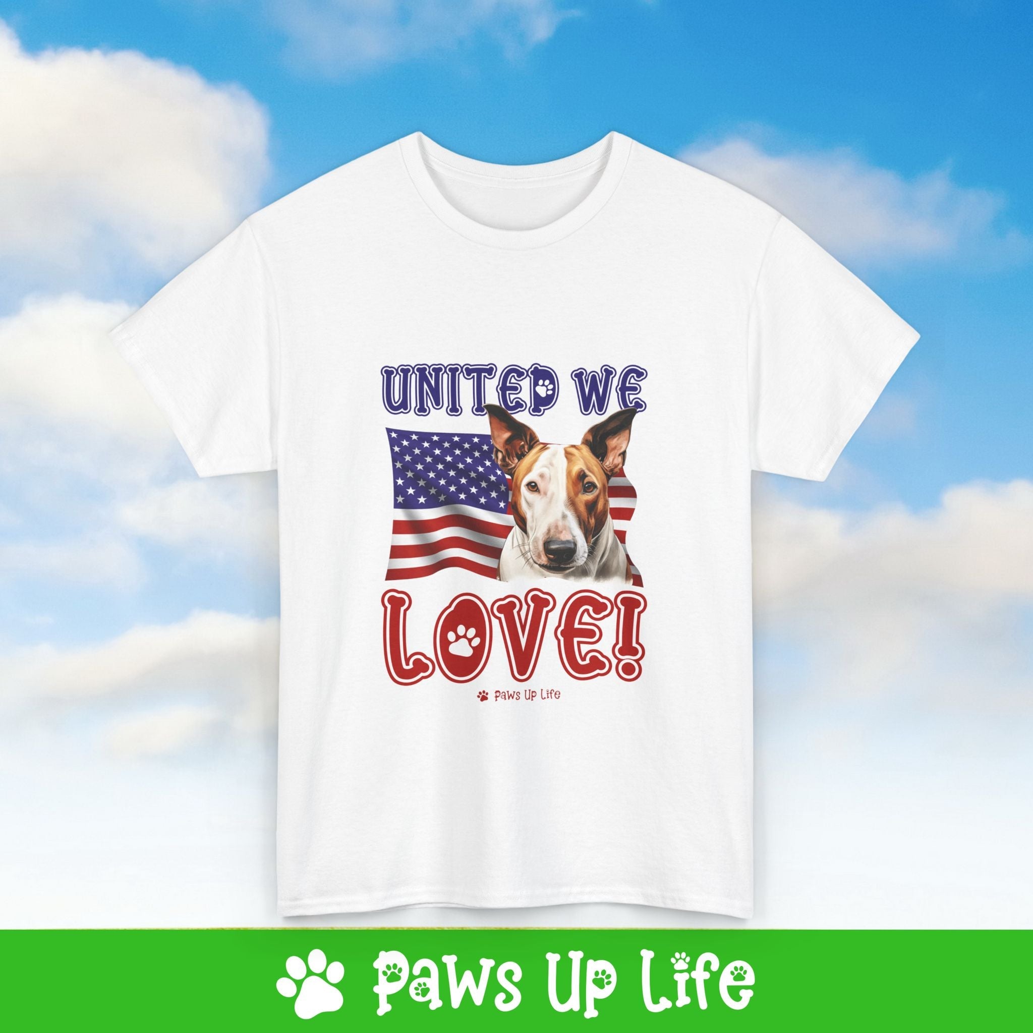 Bull Terrier Dog United We Love Dog Tee, Shirt, Unisex Pet Lover Gift, Dog Mom Dad Tshirt, Animal Rescue Advocate, Cute Puppy Graphic Top Classic Collar | Paws Up Life, LLC