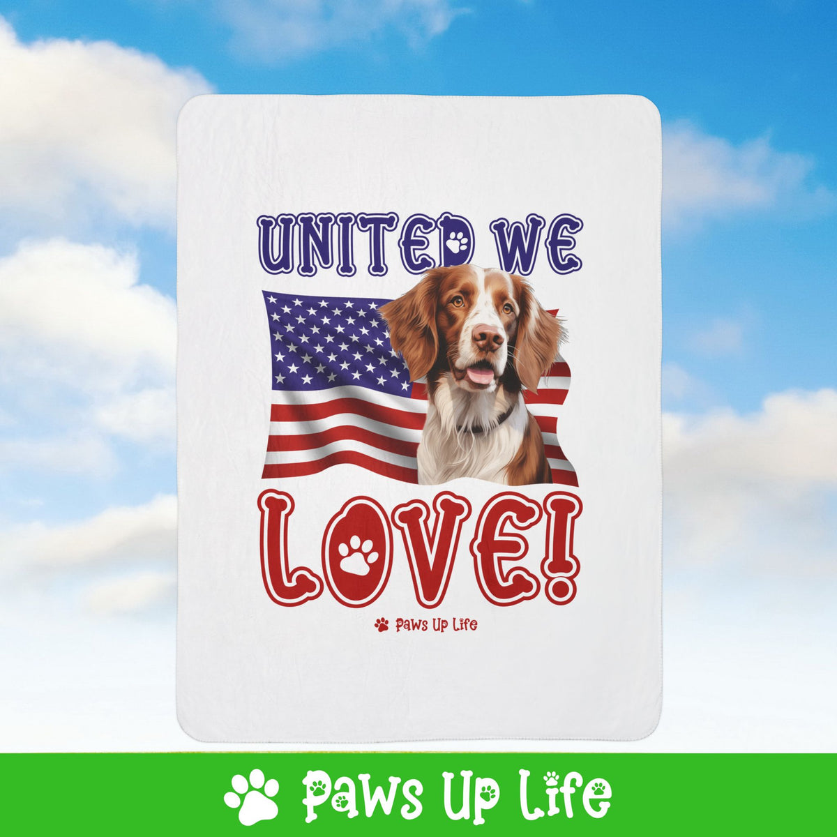 Brittany Dog United We Love Fleece Sherpa Blanket - Perfect for Snuggling and Cozy Napping