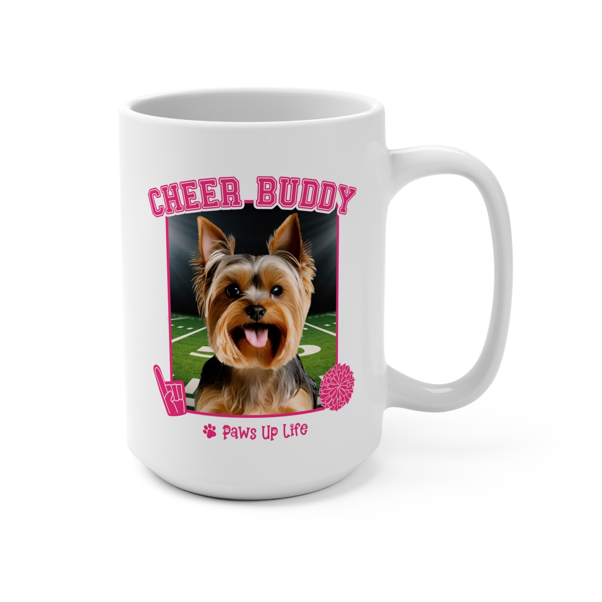 Yorkshire Terrier Football Cheer Buddy Cheerleading Dog 15oz Large Coffee Mug Ceramic Drinkware Tea Washable | Paws Up Life, LLC