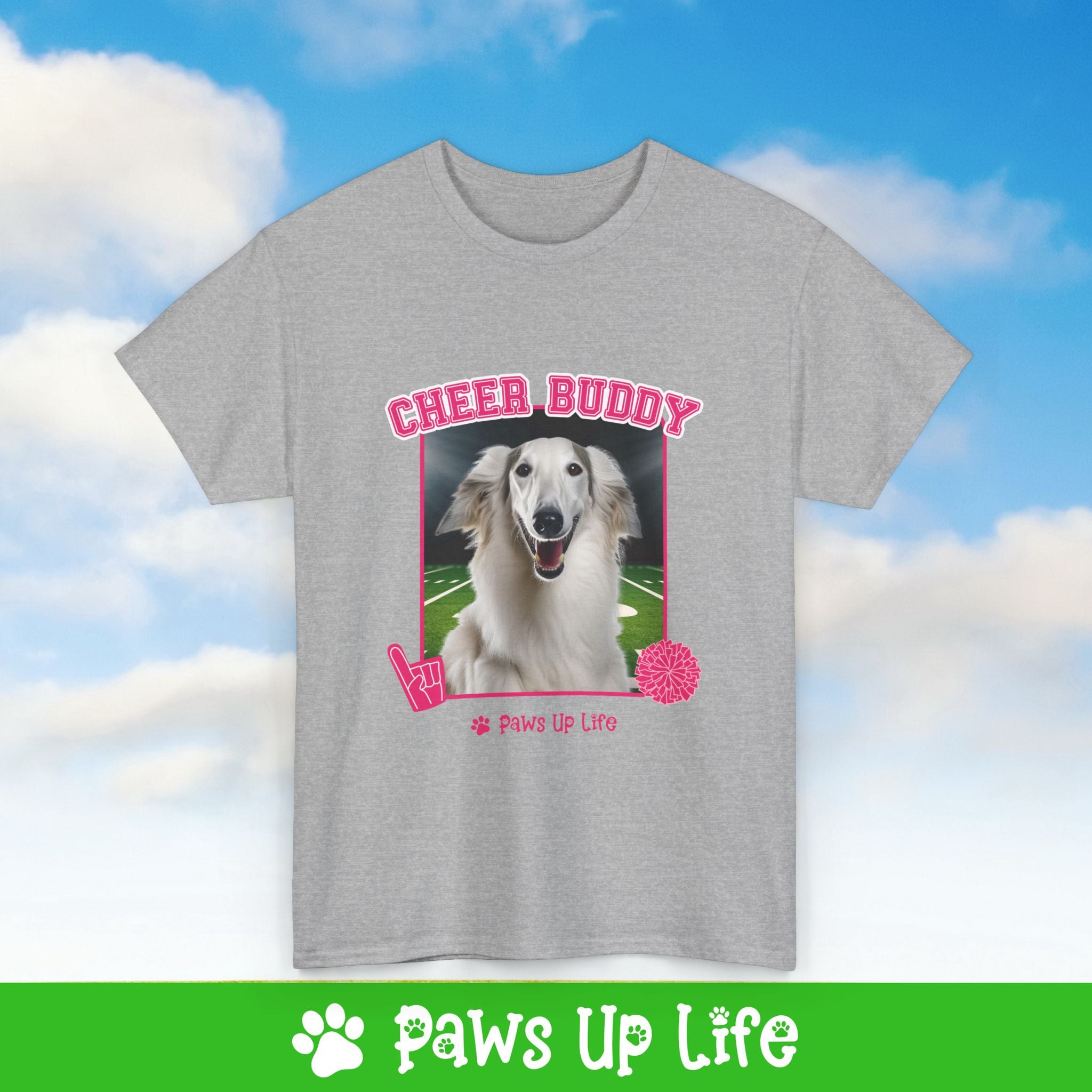 Borzoi Football Cheer Buddy Cheerleading Dog Tee, Shirt, Unisex Pet Lover Gift, Dog Mom Dad Tshirt, Animal Rescue Advocate, Cute Puppy Graphic Top Classic Collar | Paws Up Life, LLC