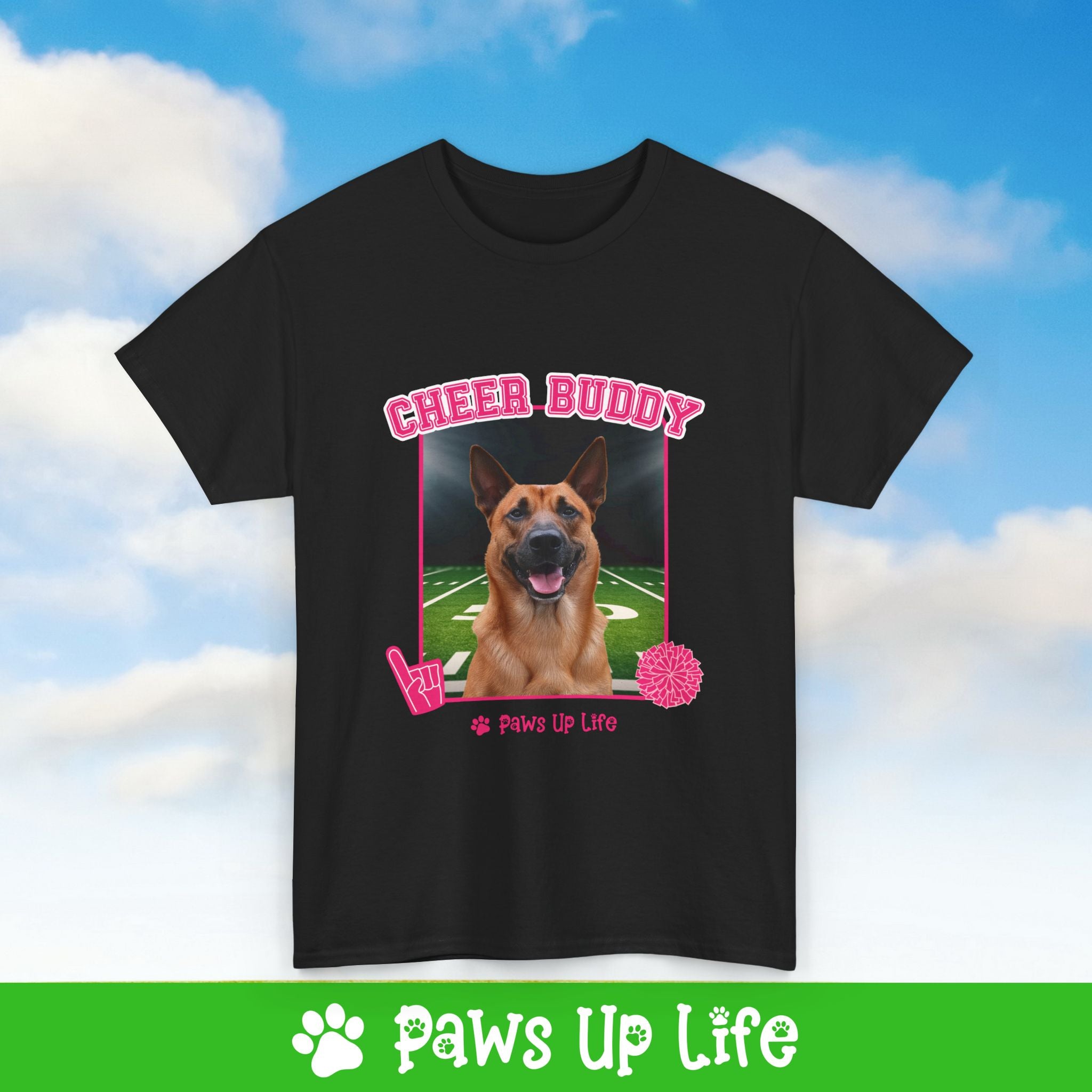 Belgian Sheepdog Cheer Buddy Cheerleading Dog Tee, Shirt, Unisex Pet Lover Gift, Dog Mom Dad Tshirt, Animal Rescue Advocate, Cute Puppy Graphic Top Classic Collar | Paws Up Life, LLC