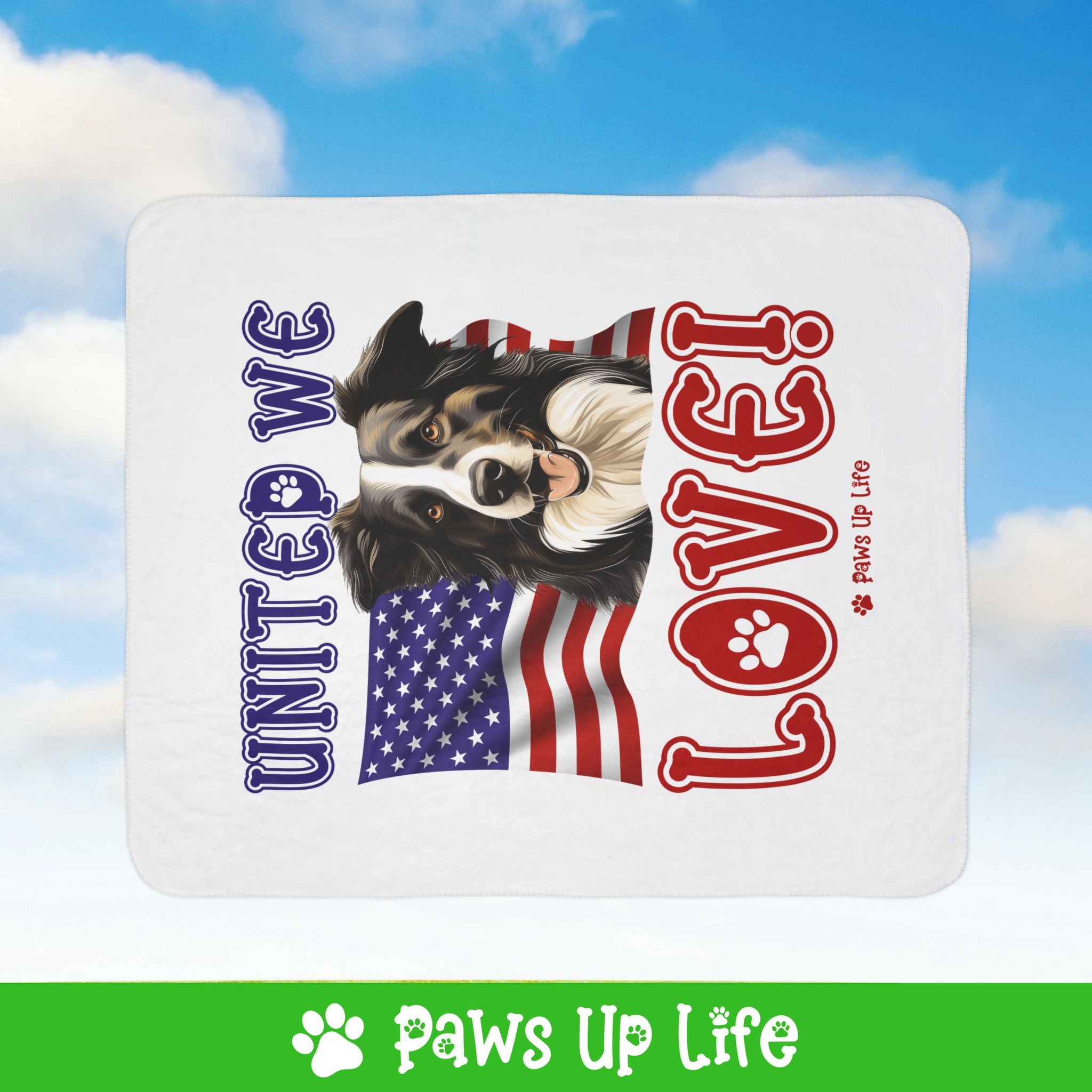 Border Collie Dog United We Love Fleece Sherpa Blanket - Perfect for Snuggling and Cozy Napping | Paws Up Life, LLC