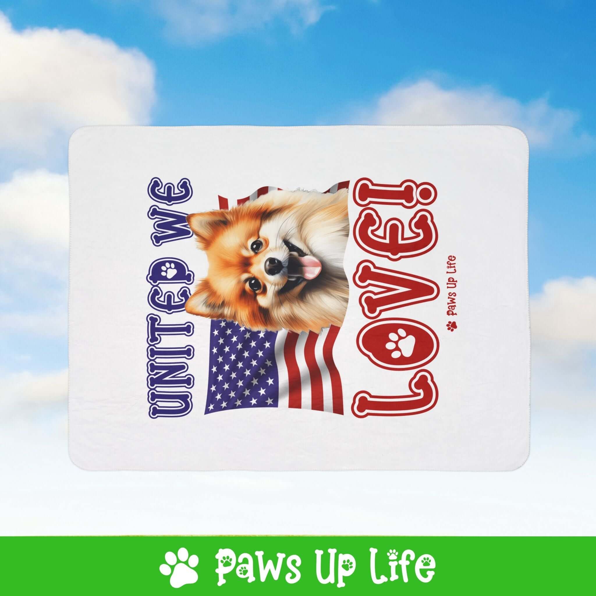 Pomeranian Dog United We Love Fleece Sherpa Blanket - Perfect for Snuggling and Cozy Napping | Paws Up Life, LLC