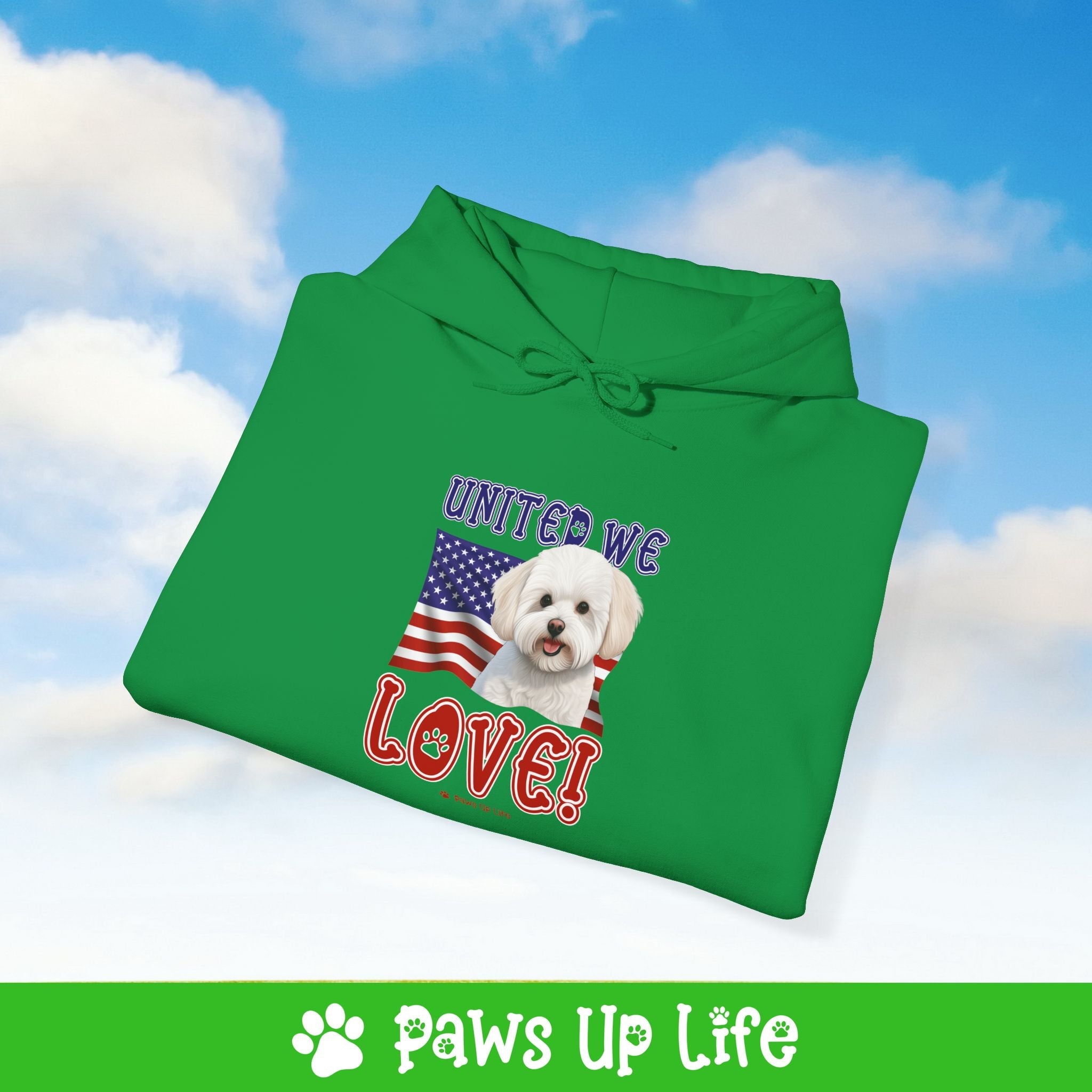 Bichon Frise Dog United We Love Unisex Hoodie Hooded Sweatshirt Classic Comfy Cotton | Paws Up Life, LLC