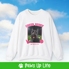 Black Scottish Terrier Football Cheer Buddy Cheerleading Dog Crewneck Sweatshirt, Unisex Gift for Animal Lovers, Dog Mom Dad Sweatshirt, Cute Dog Lover Apparel, Fun Pet