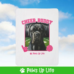 Cane Corso Football Cheer Buddy Cheerleading Dog Fleece Sherpa Blanket - Perfect for Snuggling and Cozy Napping | Paws Up Life, LLC