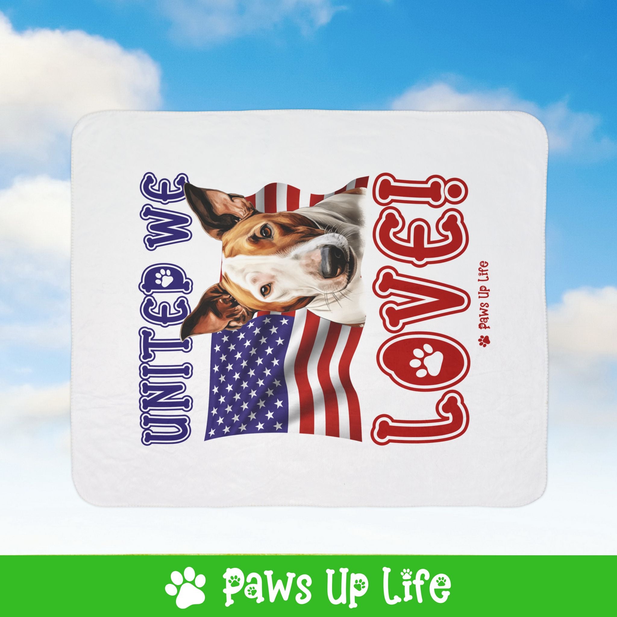 Bull Terrier Dog United We Love Fleece Sherpa Blanket - Perfect for Snuggling and Cozy Napping | Paws Up Life, LLC