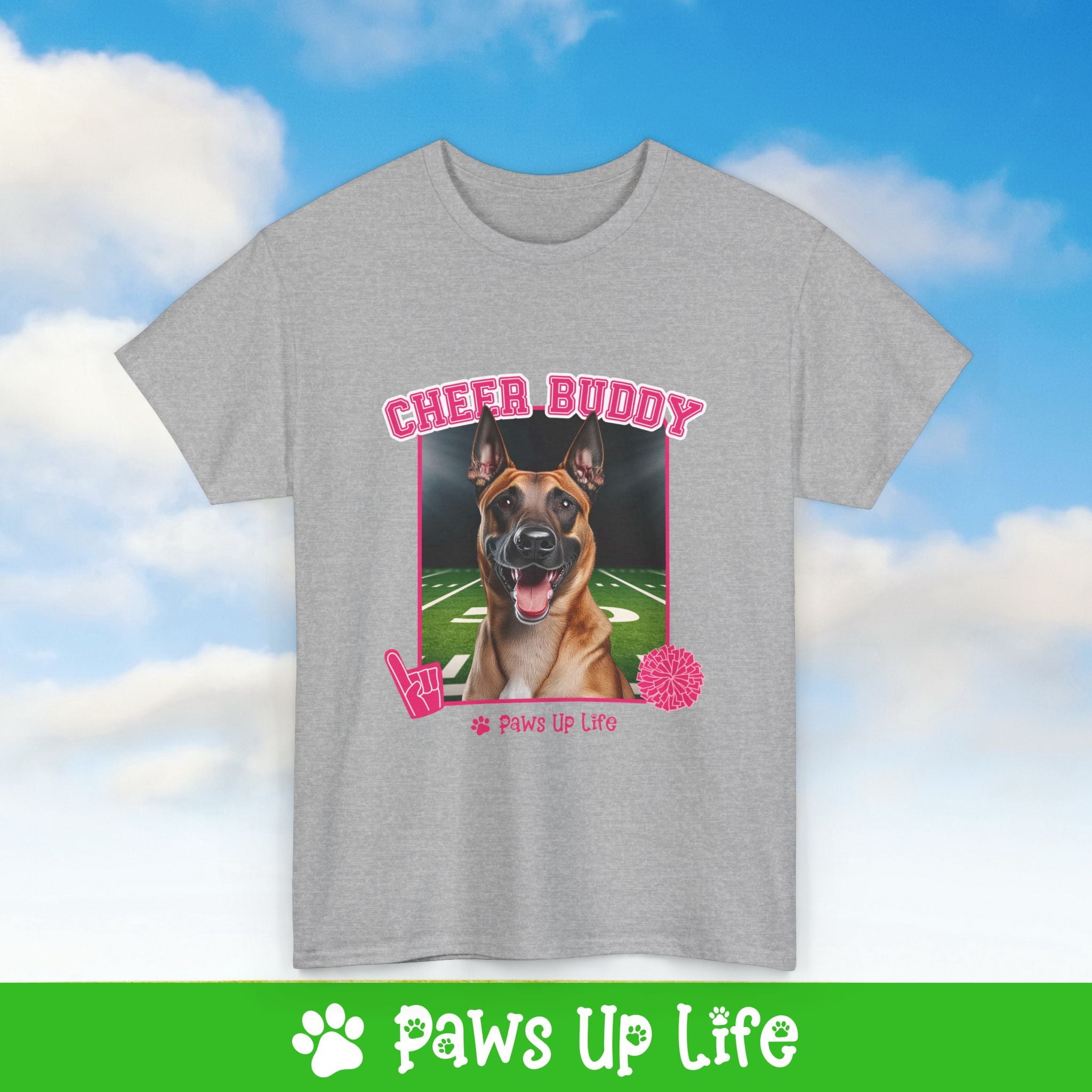 Belgian Malinois Cheer Buddy Cheerleading Dog Tee, Shirt, Unisex Pet Lover Gift, Dog Mom Dad Tshirt, Animal Rescue Advocate, Cute Puppy Graphic Top Classic Collar | Paws Up Life, LLC