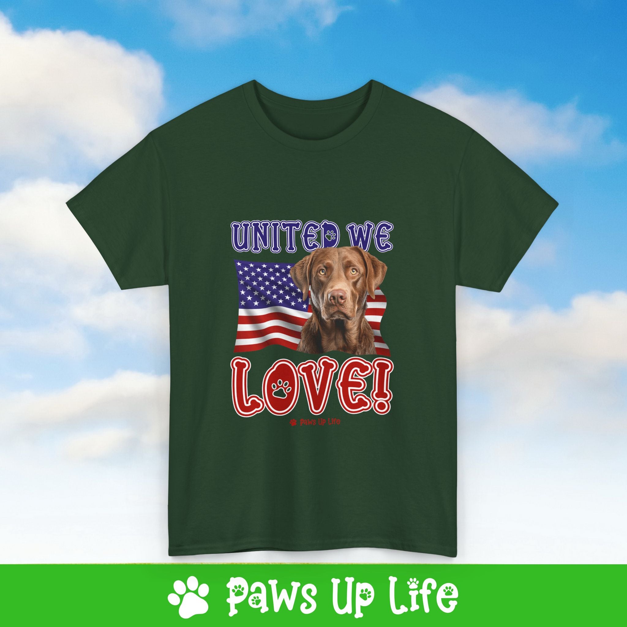 Chesapeake Bay Retriever Dog United We Love Dog Tee, Shirt, Unisex Pet Lover Gift, Dog Mom Dad Tshirt, Animal Rescue Advocate, Cute Puppy Graphic Top Classic Collar | Paws Up Life, LLC